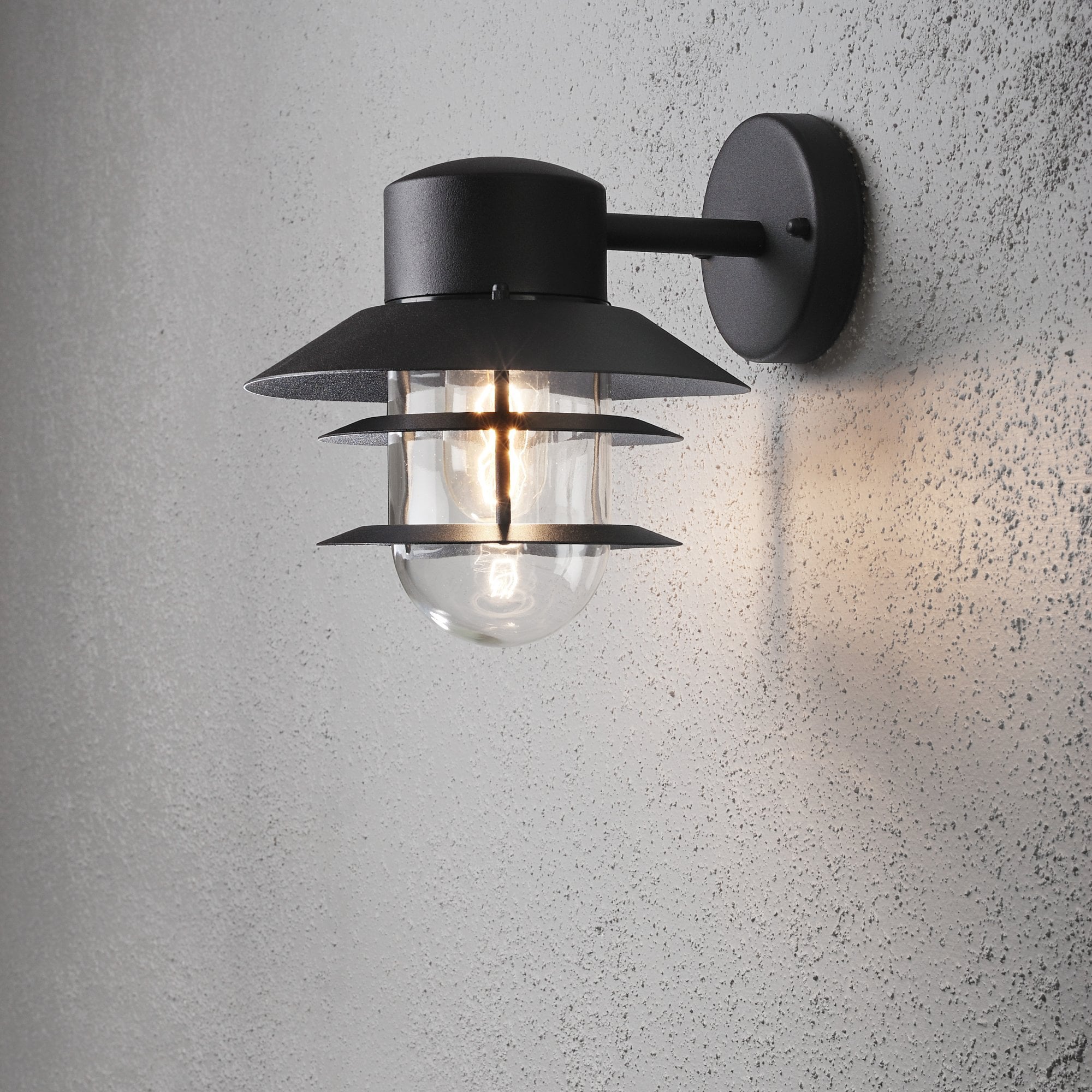 Konstsmide Modena Down Wall Lantern - Matt Black