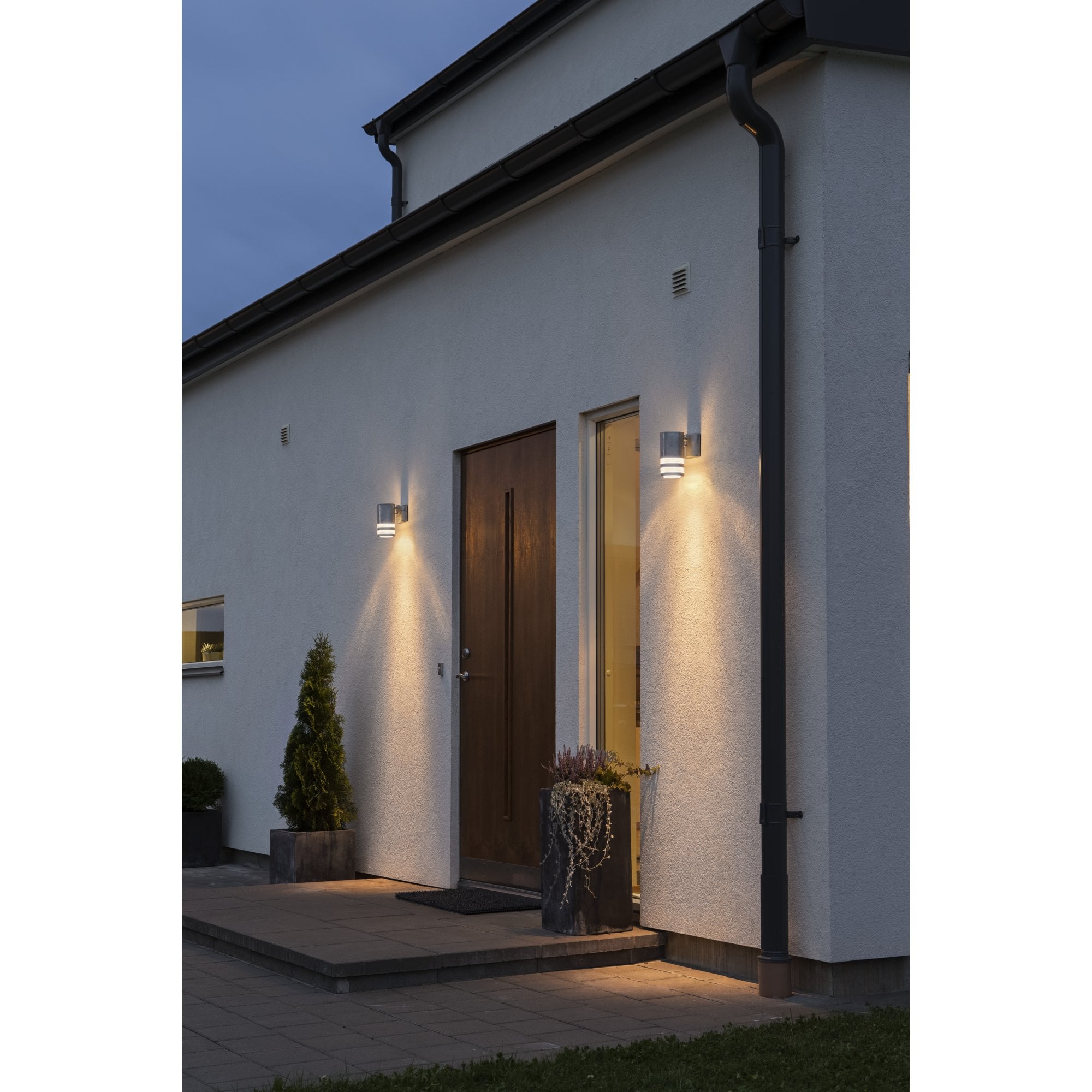 Konstsmide Modena Double Ring Down Wall Light - Galvanised