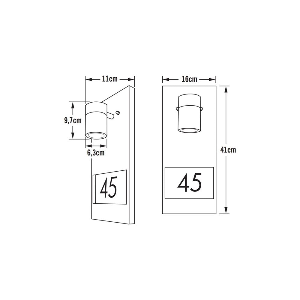 Konstsmide Modena House Number Wall Light - Grey