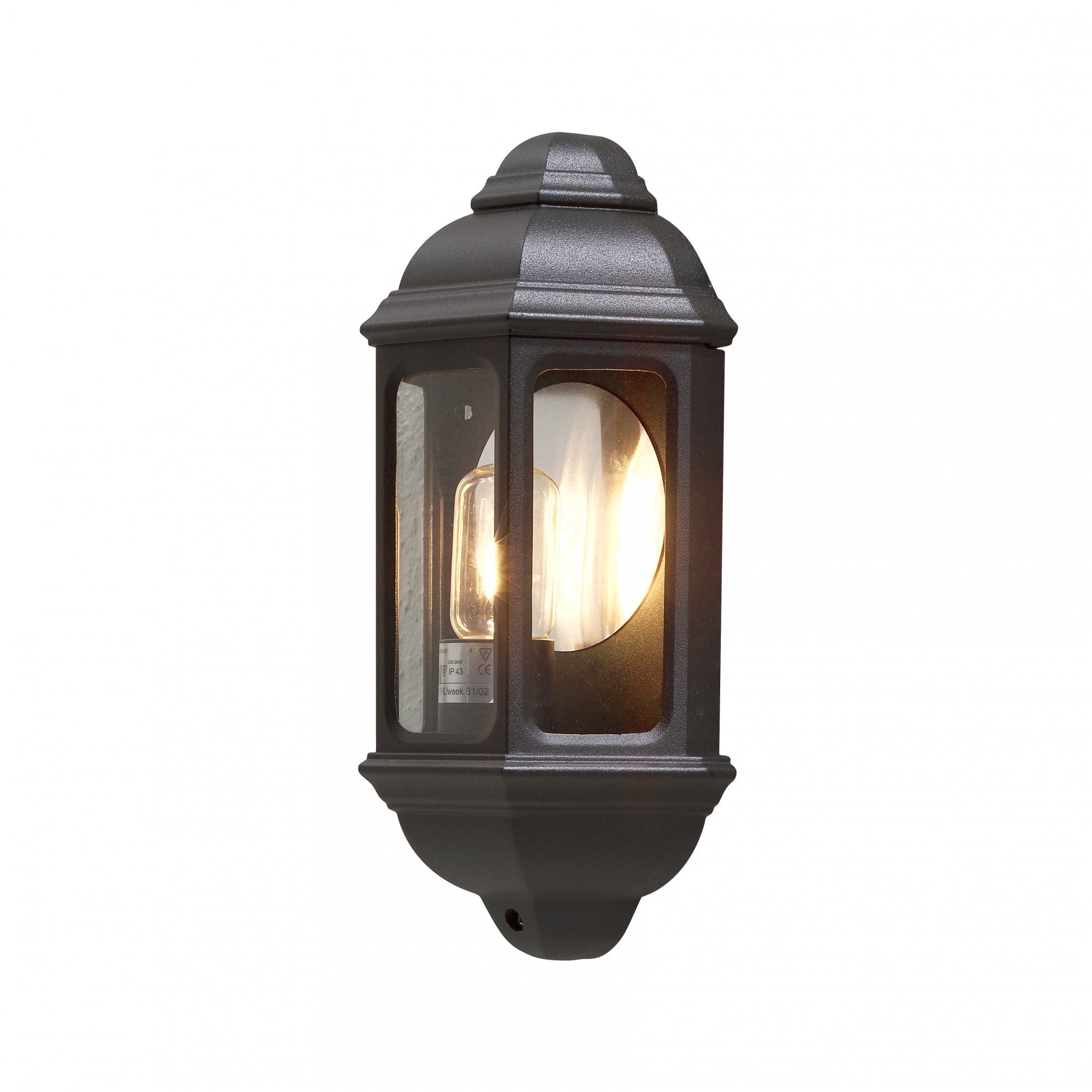 Konstsmide Cagliari Flush Half Lantern - Matt Black