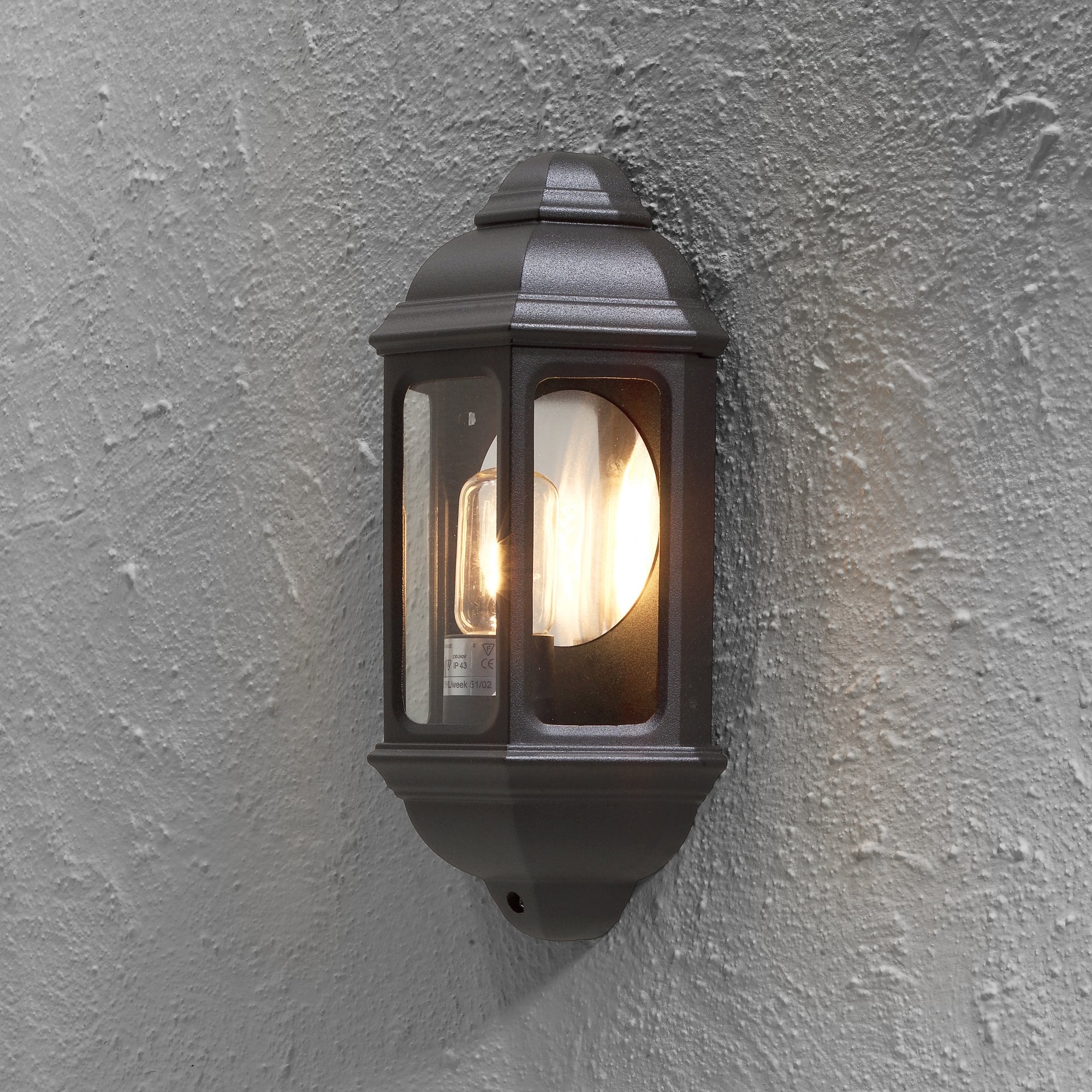 Konstsmide Cagliari Flush Half Lantern - Matt Black