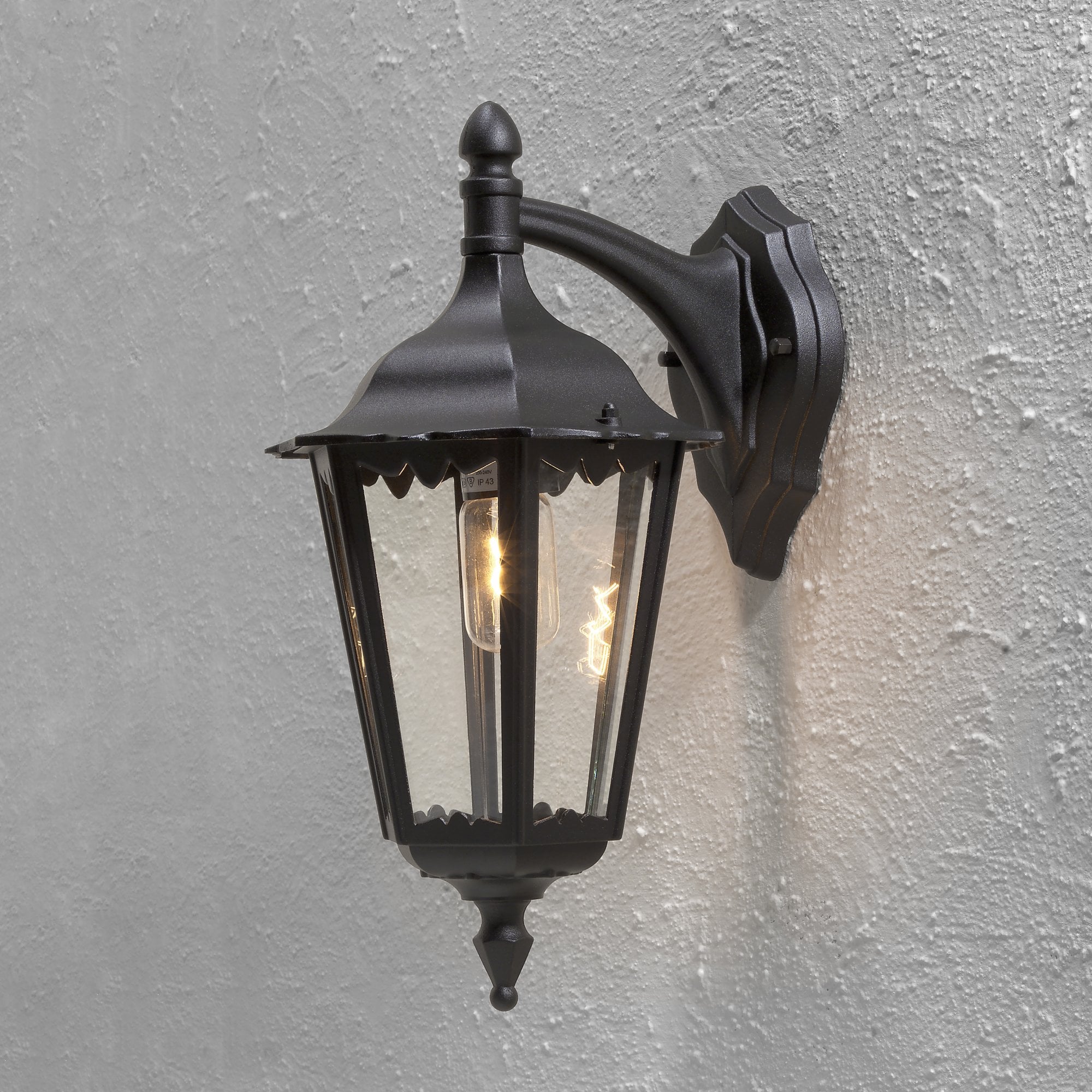 Konstsmide Firenze 45cm Down Wall Light - Matt Black