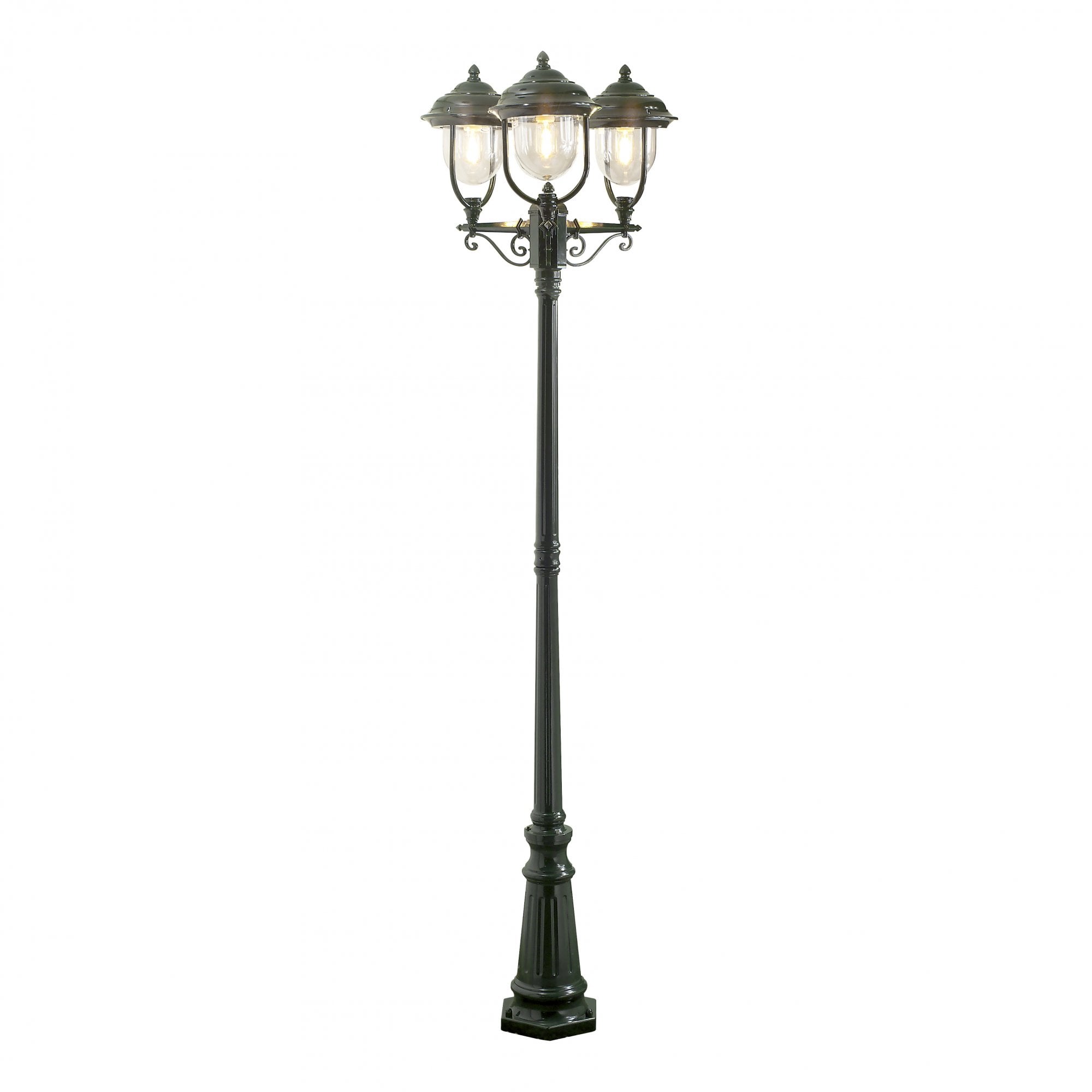 Konstsmide Parma Triple Head Lampost - Green