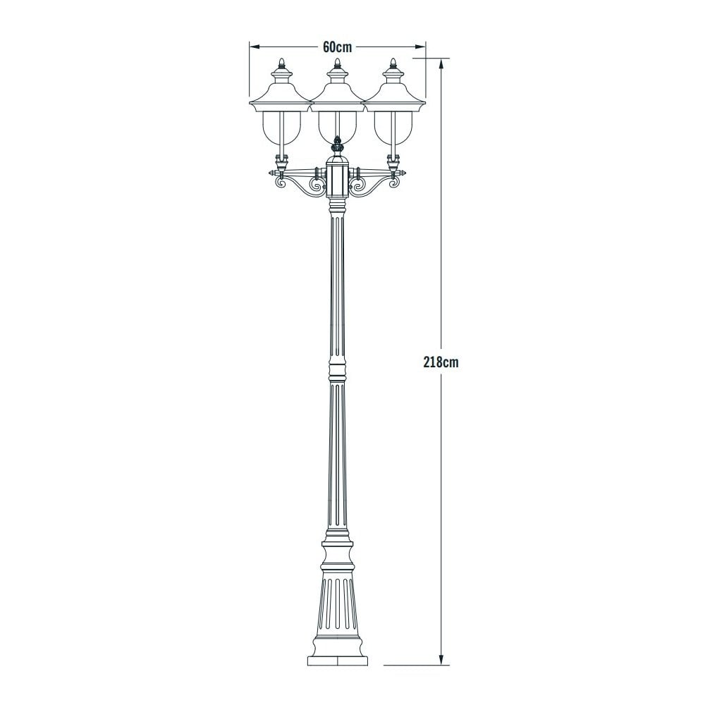 Konstsmide Parma Triple Head Lampost - Green