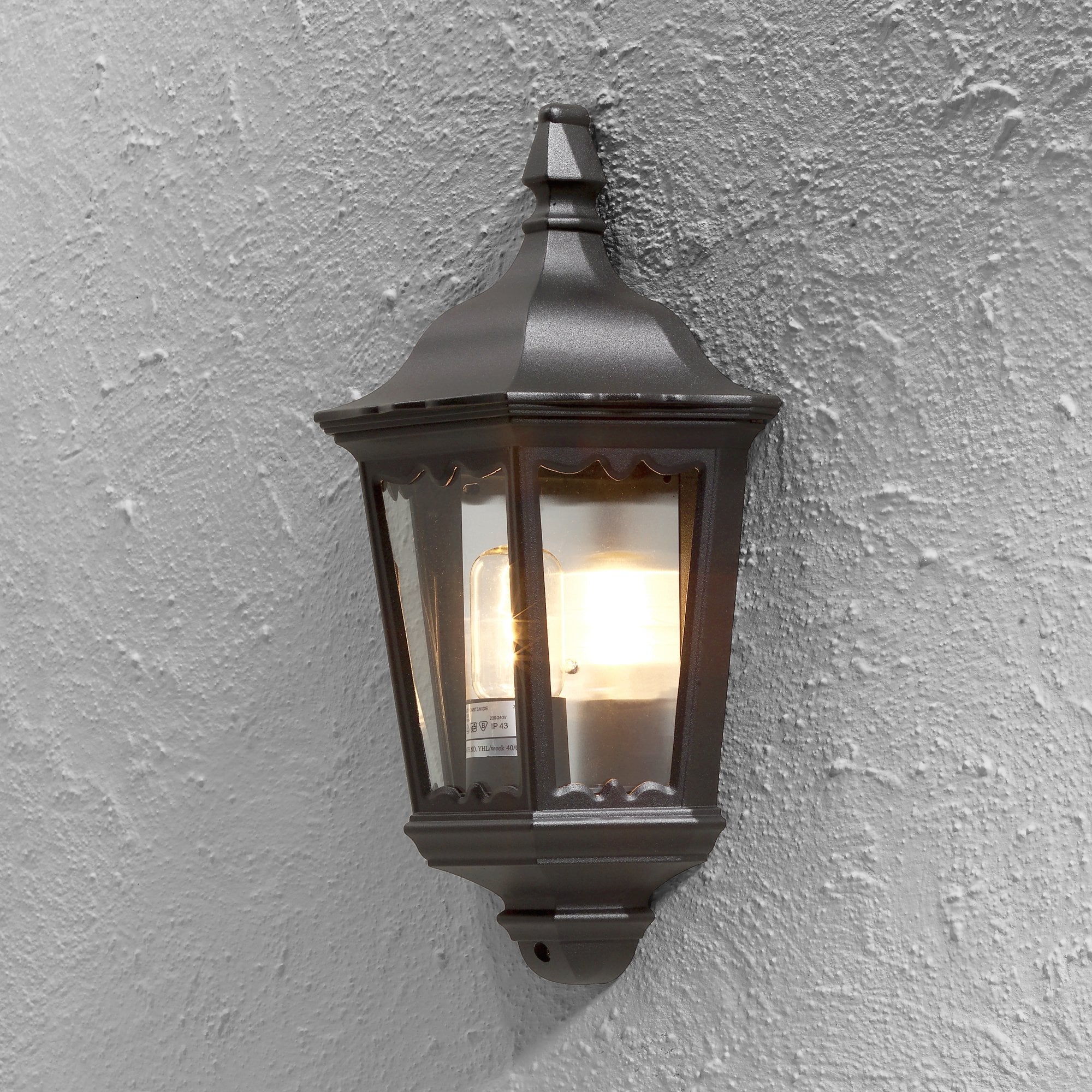 Konstsmide Firenze Flush Half Lantern - Matt Black