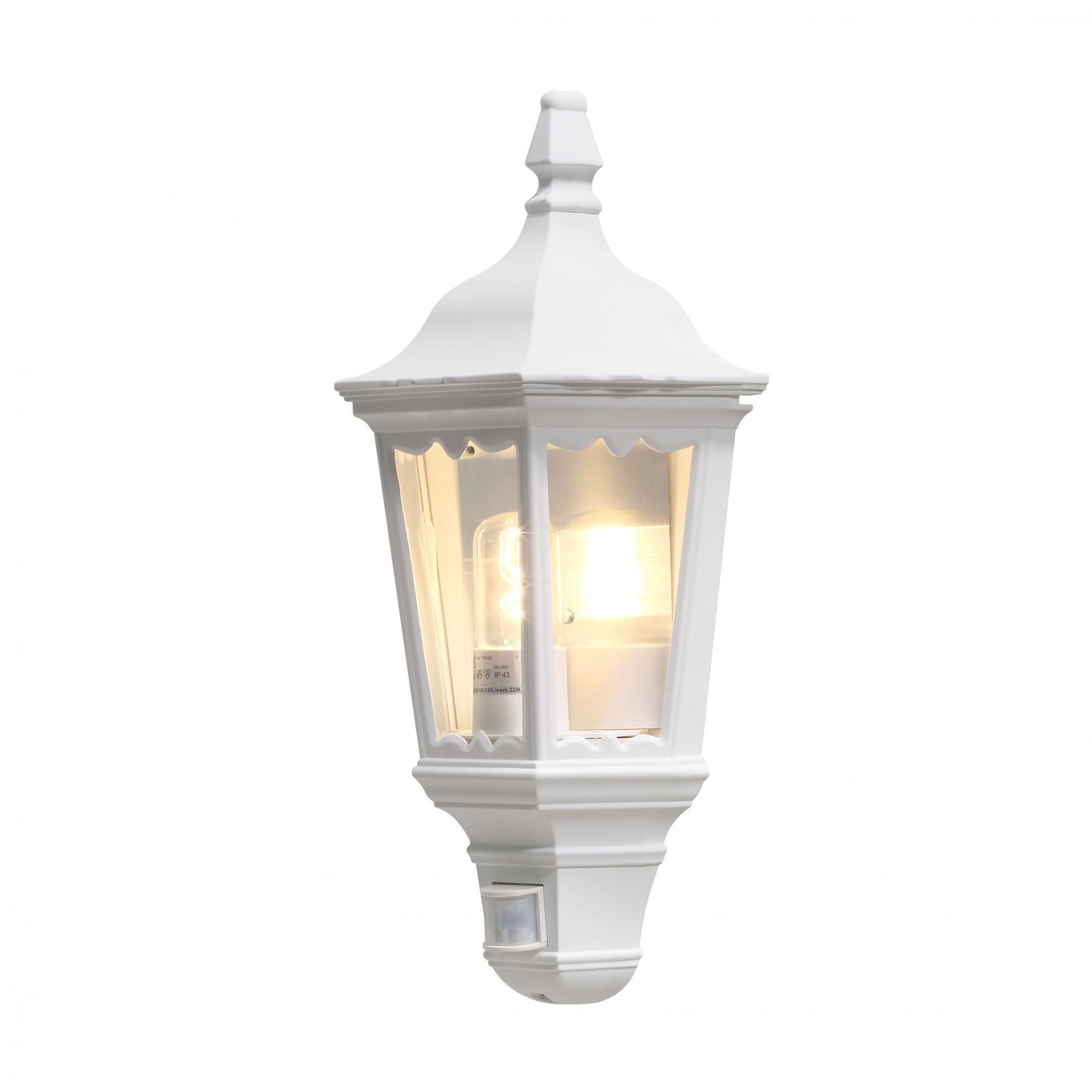 Konstsmide Firenze Flush Half Lantern With PIR - Matt White