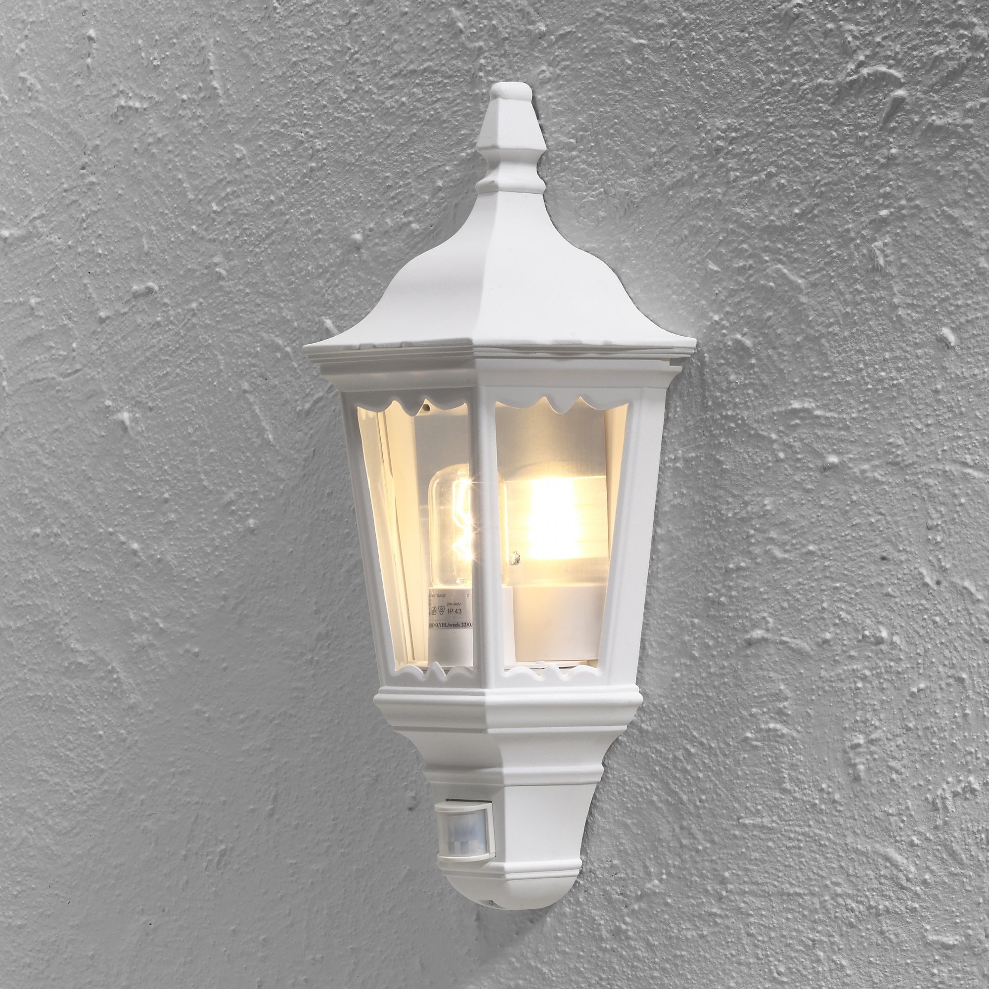 Konstsmide Firenze Flush Half Lantern With PIR - Matt White