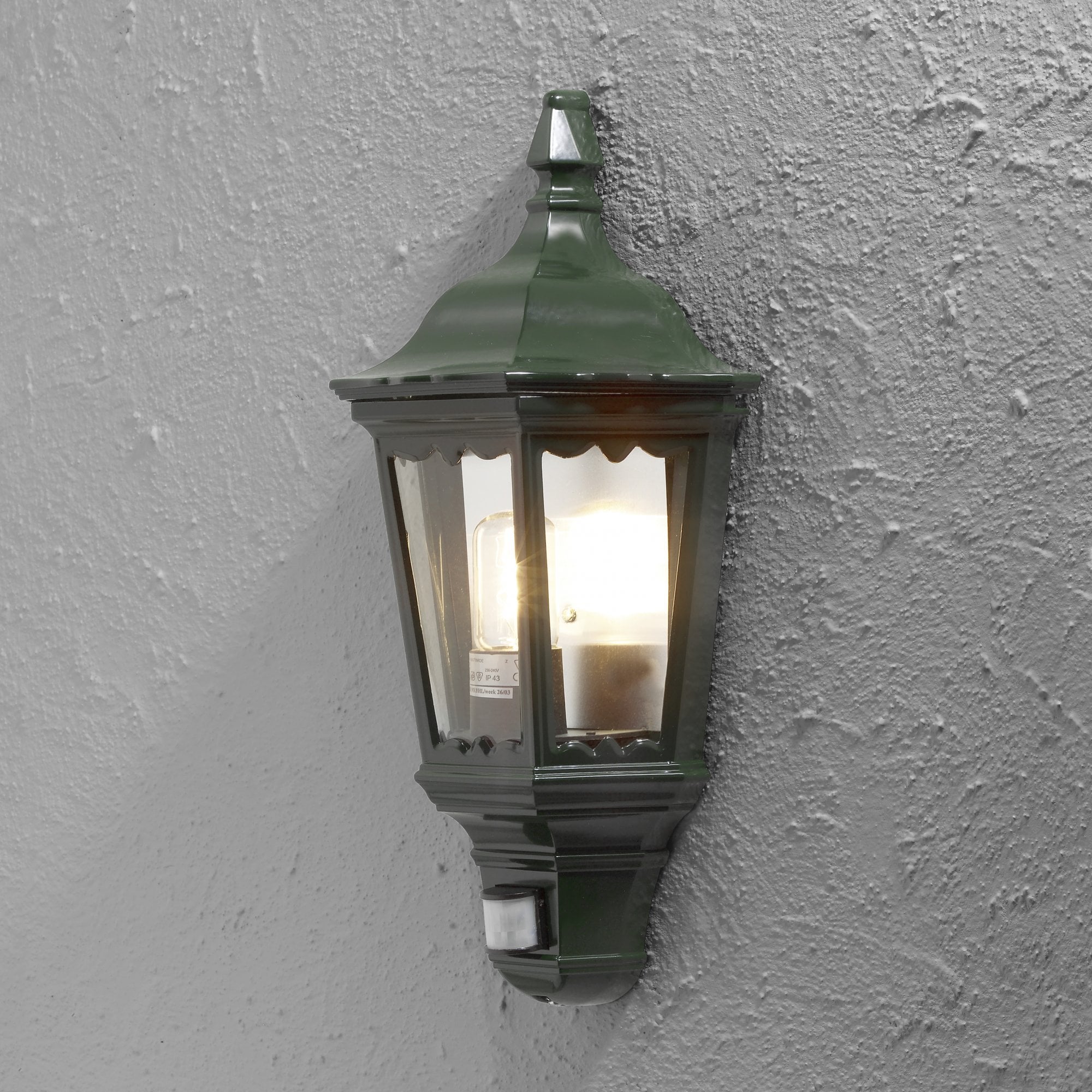 Konstsmide Firenze Flush Half Lantern With PIR - Green