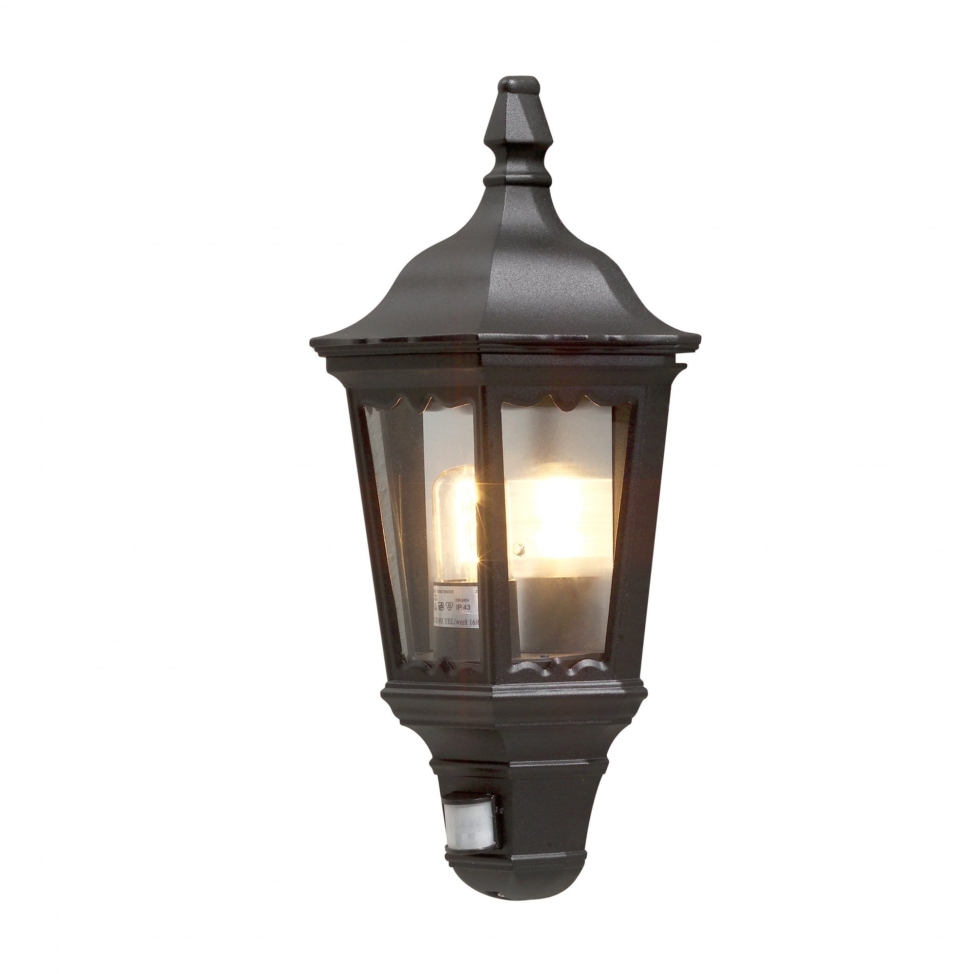 Konstsmide Firenze Flush Half Lantern With PIR - Matt Black