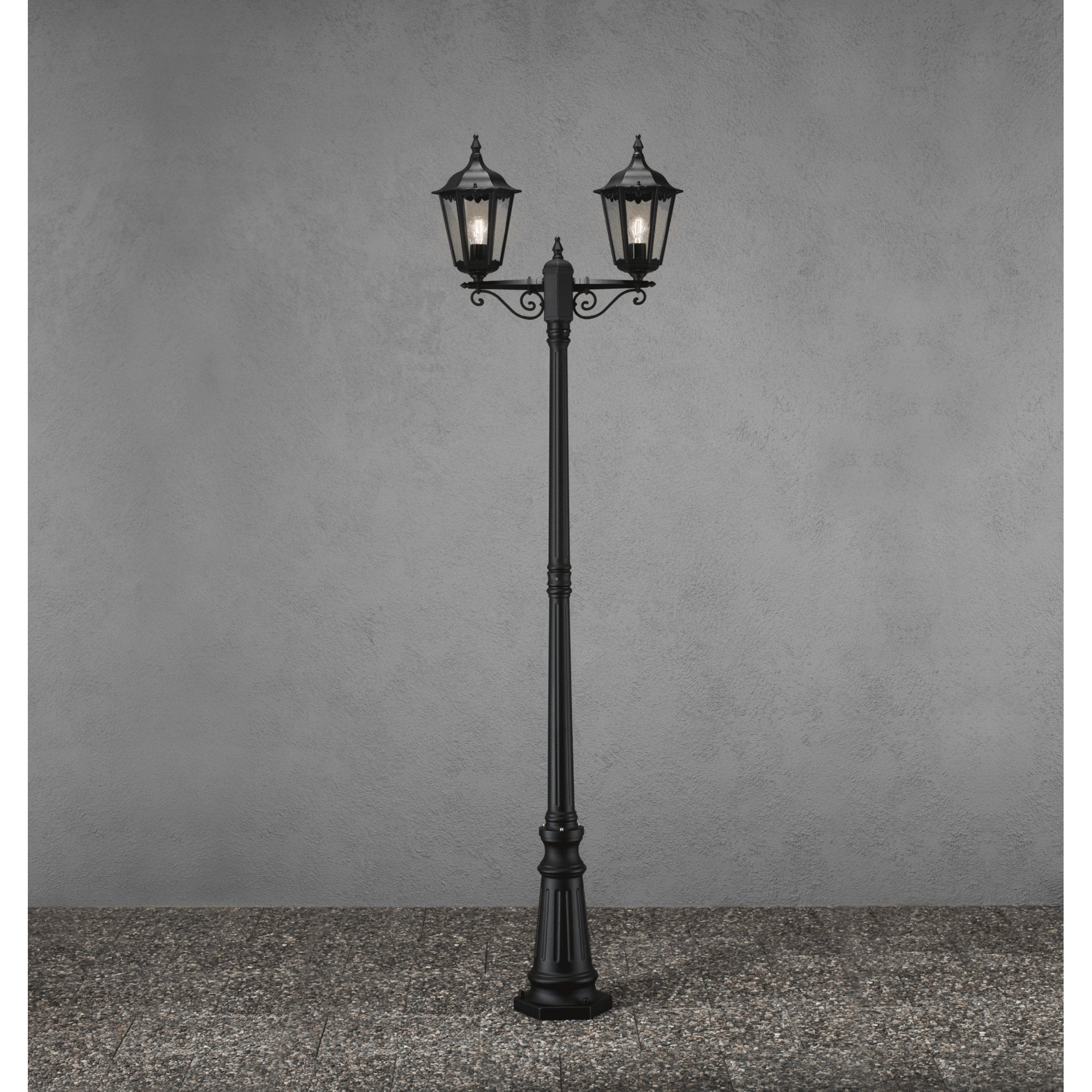 Konstsmide Firenze Twin Head Lampost - Matt Black