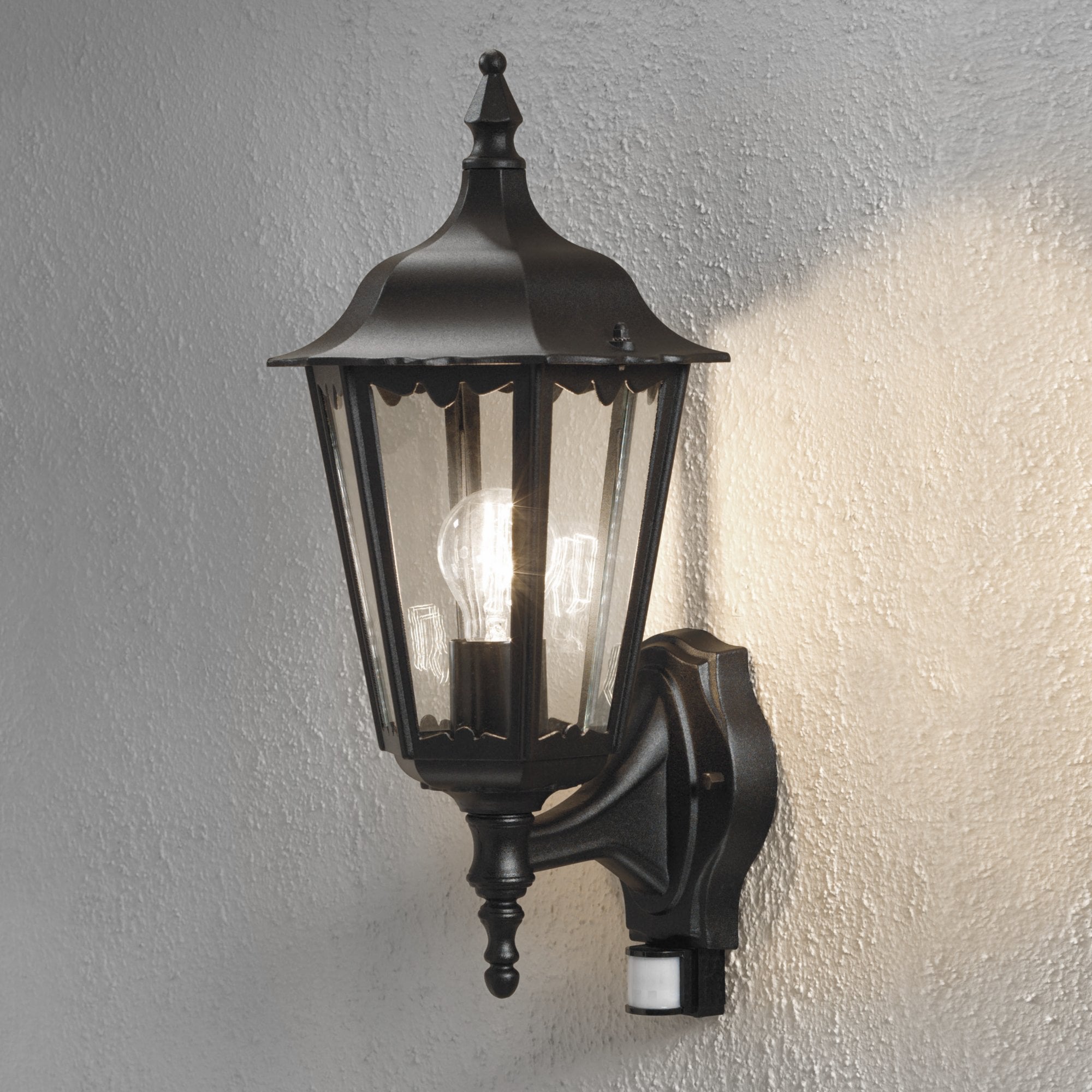 Konstsmide Firenze Up Wall Light With PIR - Matt Black