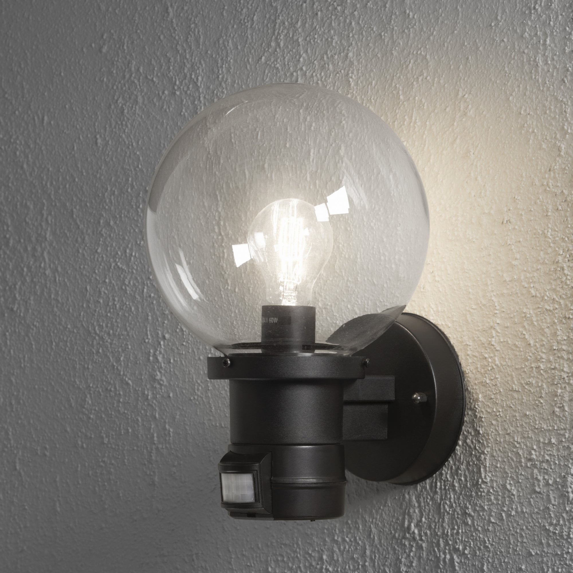 Konstsmide Nemi Up Wall Light with PIR - Matt Black