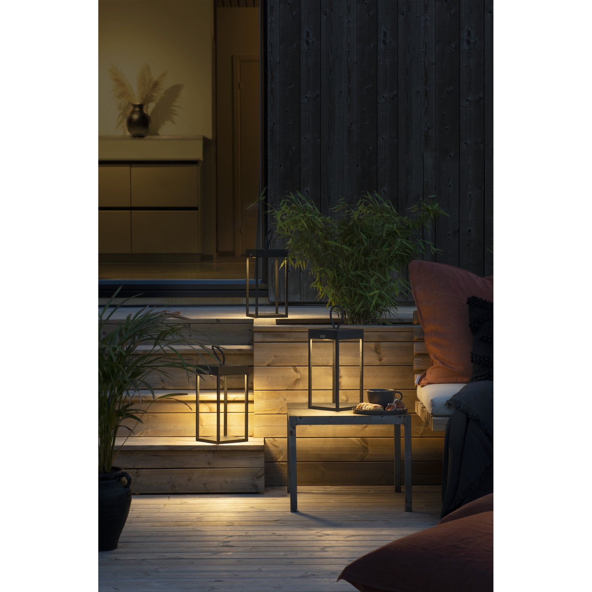 Konstsmide Ravello 30cm LED Lantern with USB - Matt Black