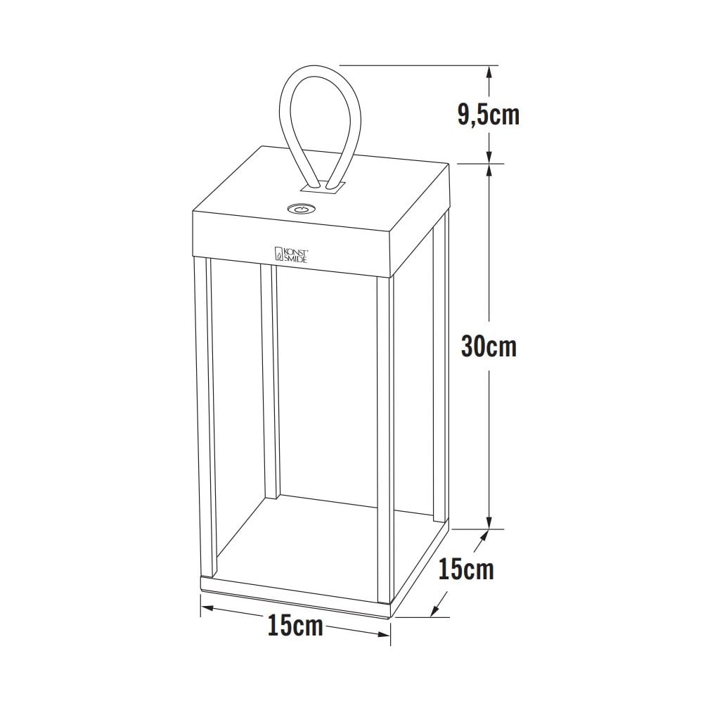 Konstsmide Ravello 30cm LED Lantern with USB - Matt Black