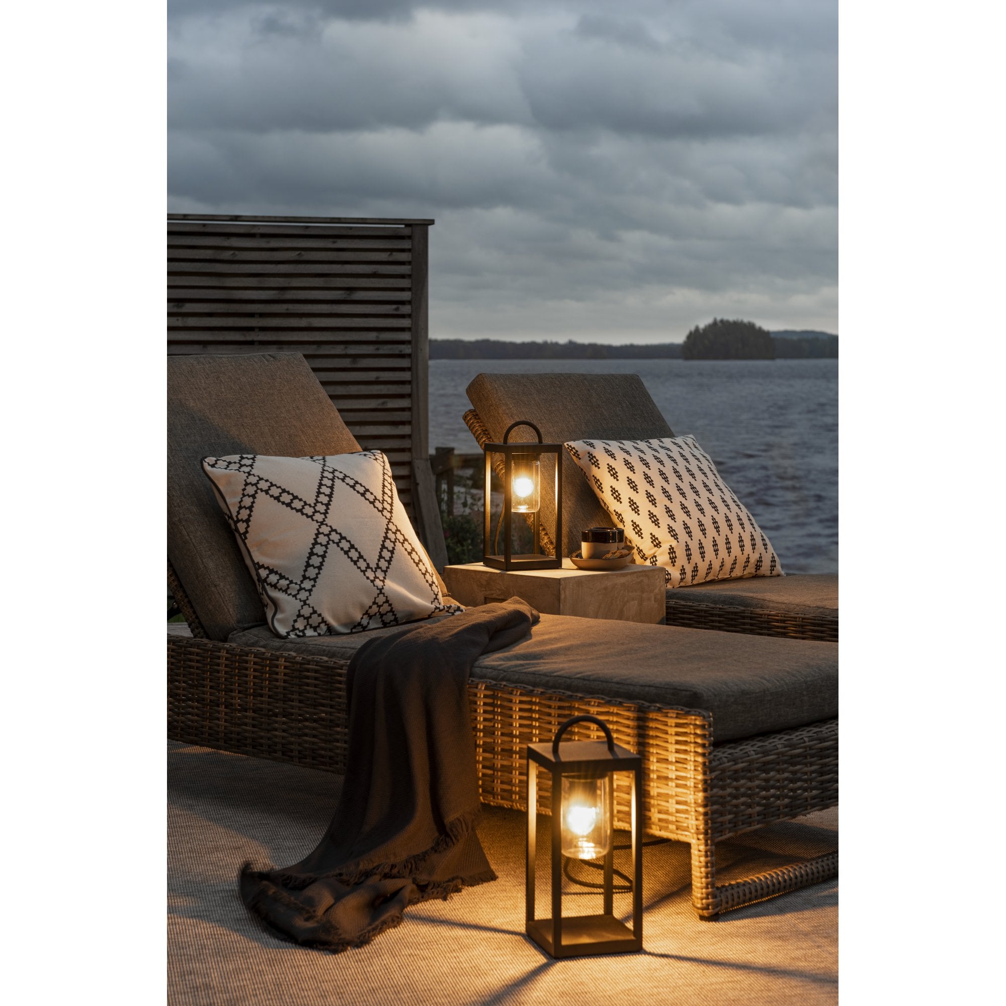 Konstsmide Bologna Outdoor LED Floor Lantern - Matt Black
