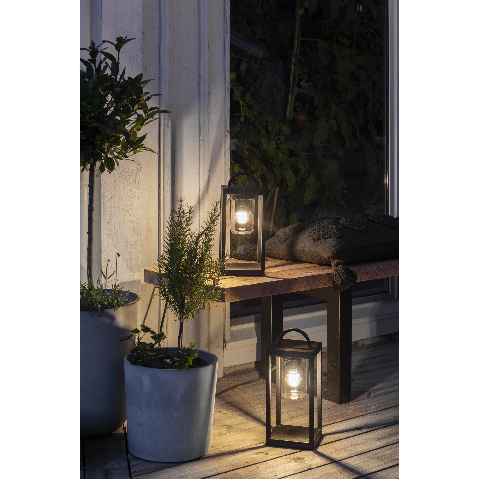 Konstsmide Bologna Outdoor LED Floor Lantern - Matt Black