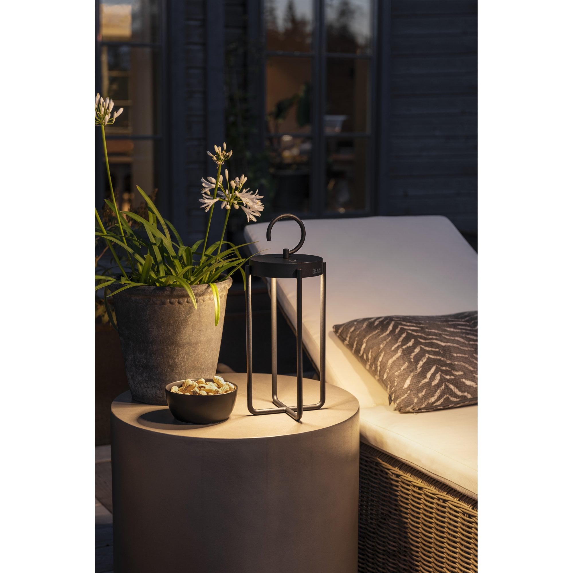 Konstsmide Manorola Outdoor Lantern with USB - Matt Black