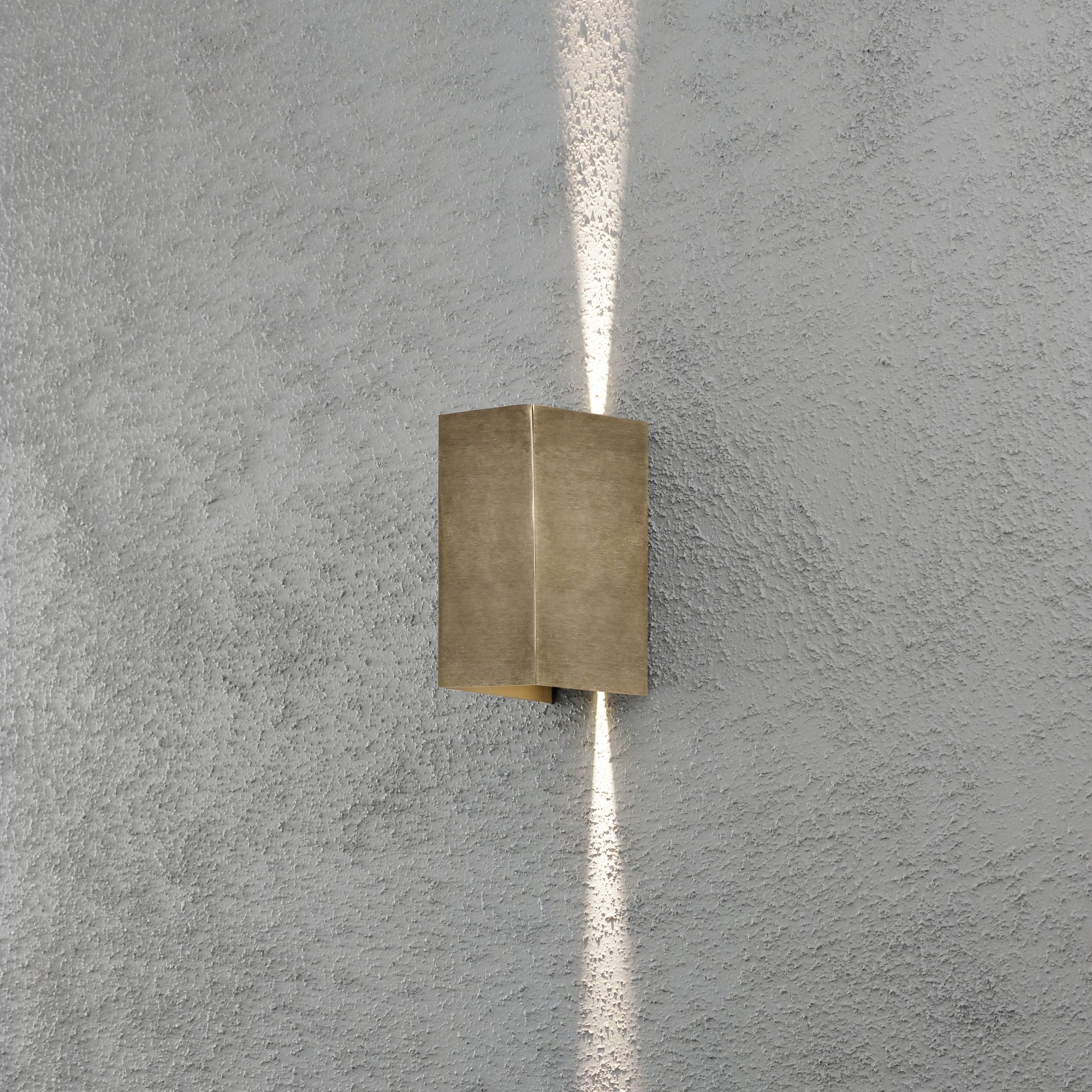 Konstsmide Cremona Rectangular LED Up/Down Wall Light - Brass