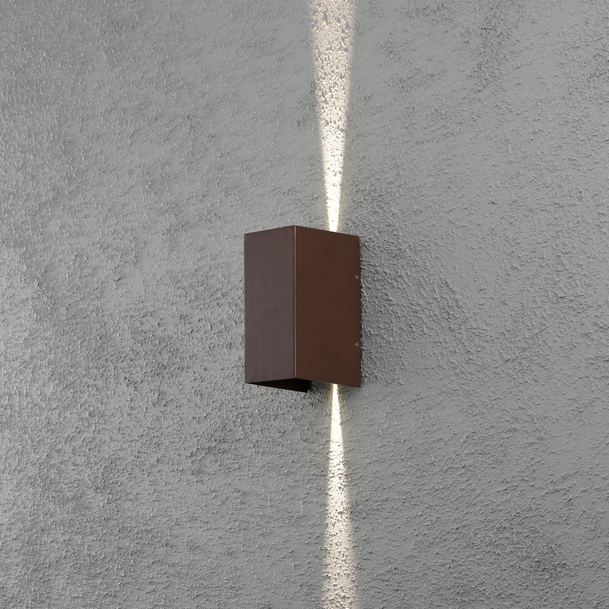 Konstsmide Cremona Rectangular LED Up/Down Wall Light - Rust