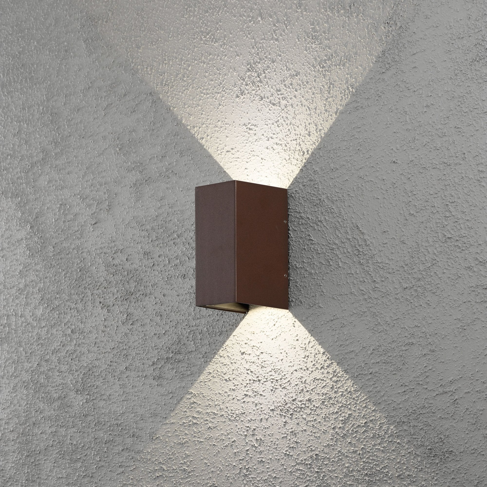 Konstsmide Cremona Rectangular LED Up/Down Wall Light - Rust