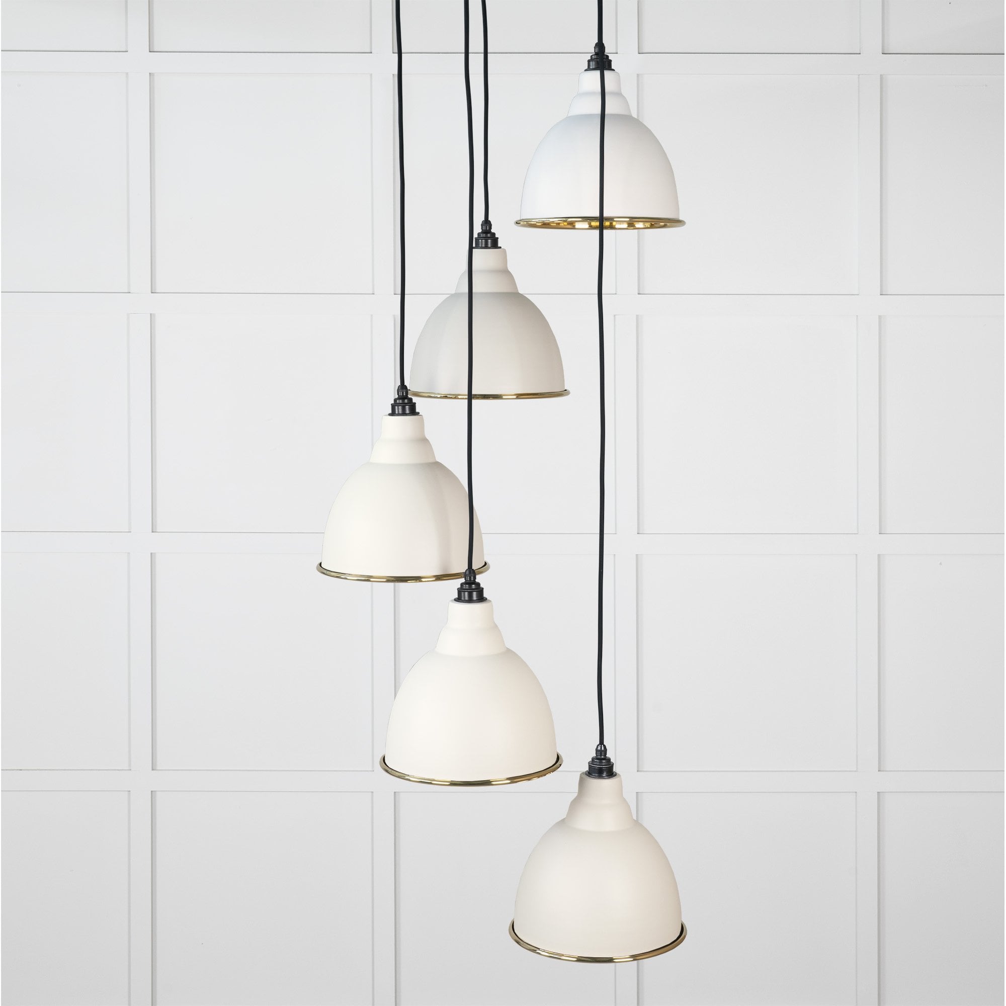 From The Anvil Hammered Brass Brindley Cluster Pendant - Teasel (Off White/Cream)