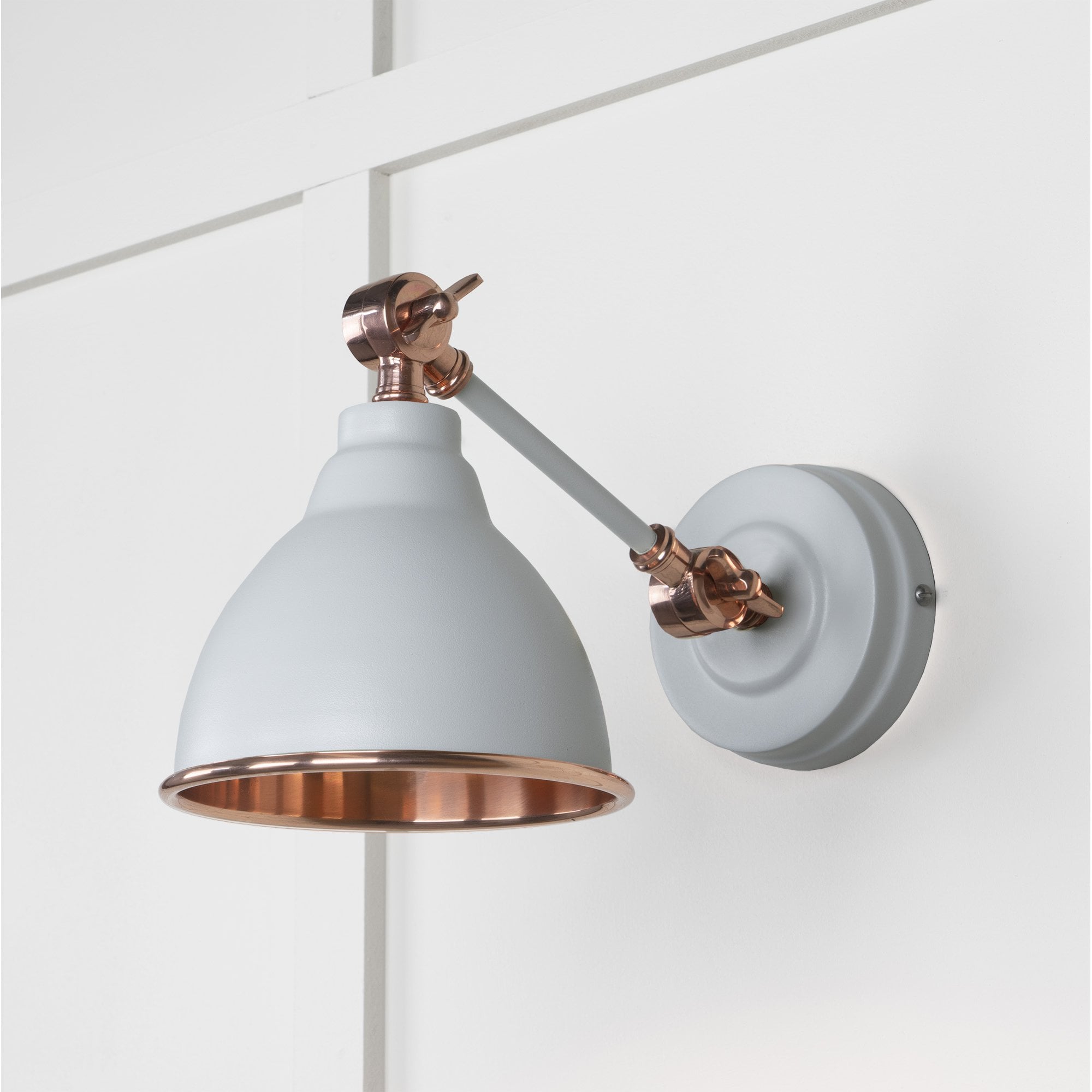 From The Anvil Smooth Copper Brindley Wall Light - Birch (Pale Grey)