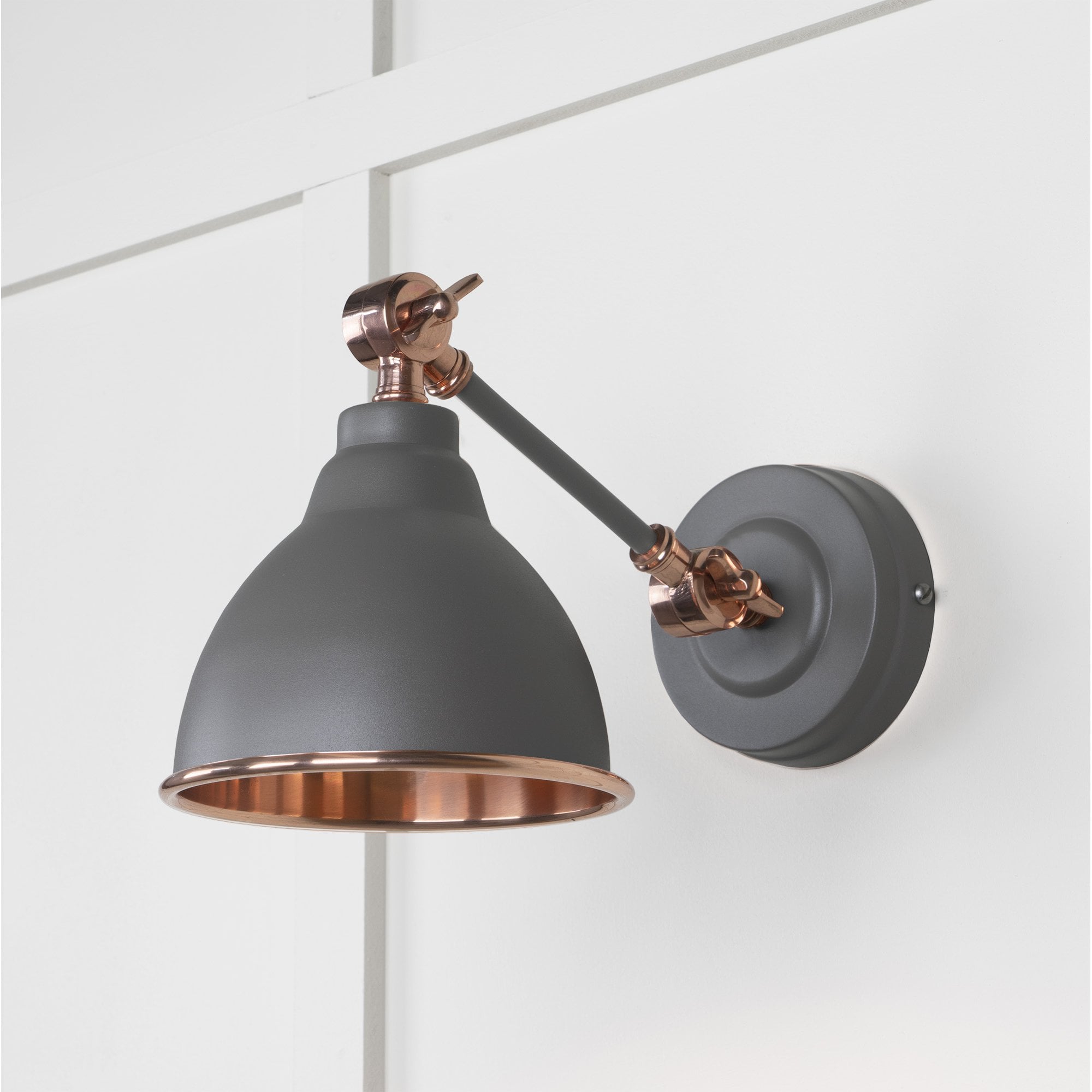 From The Anvil Smooth Copper Brindley Wall Light - Bluff (Warm Grey)