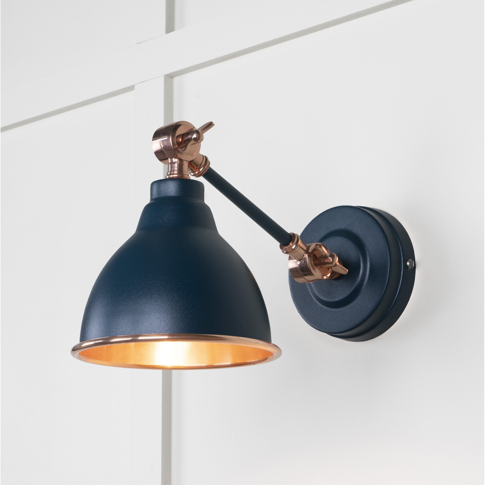 From The Anvil Smooth Copper Brindley Wall Light - Dusk (Dark Blue/Grey)