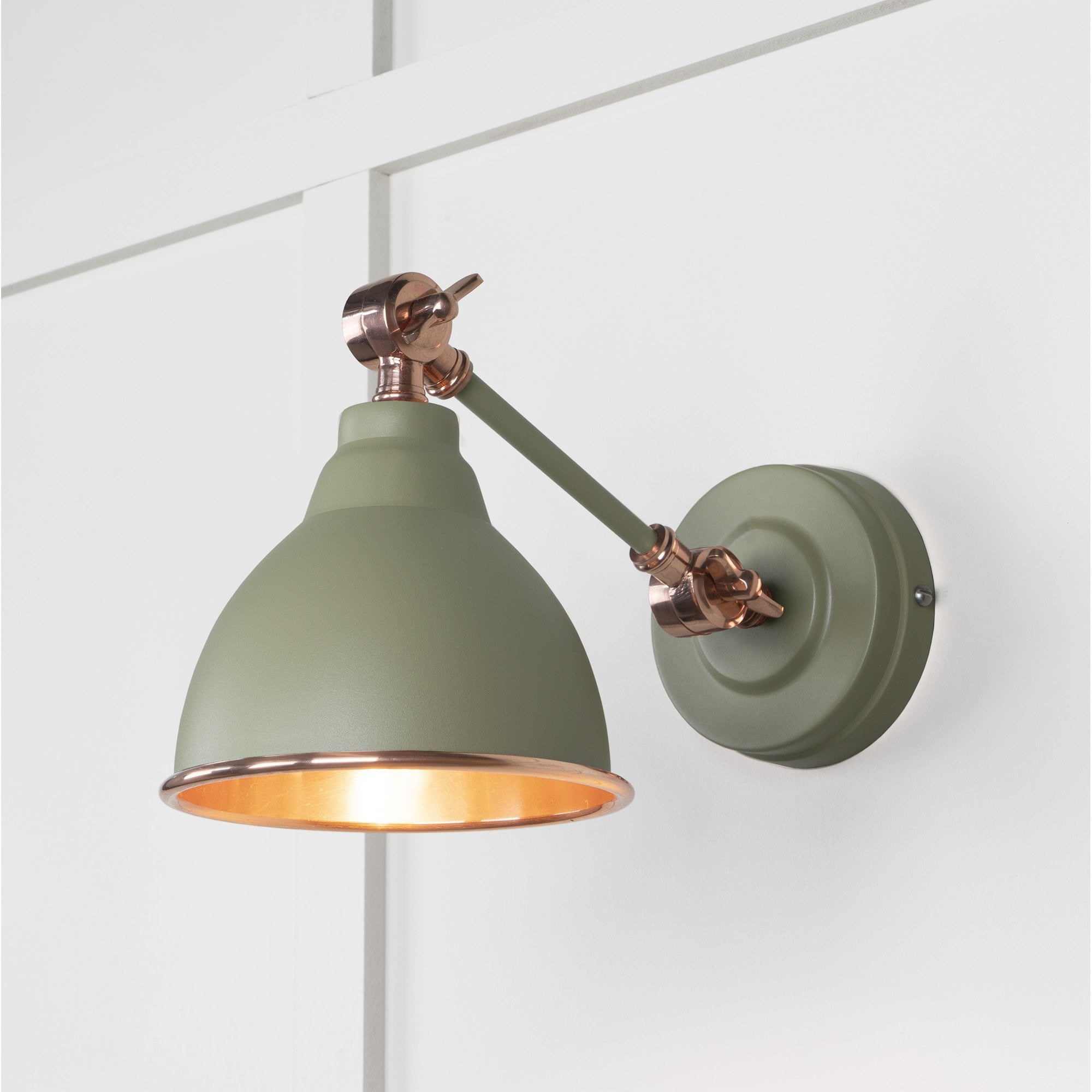 From The Anvil Smooth Copper Brindley Wall Light - Tump (Pale Green)