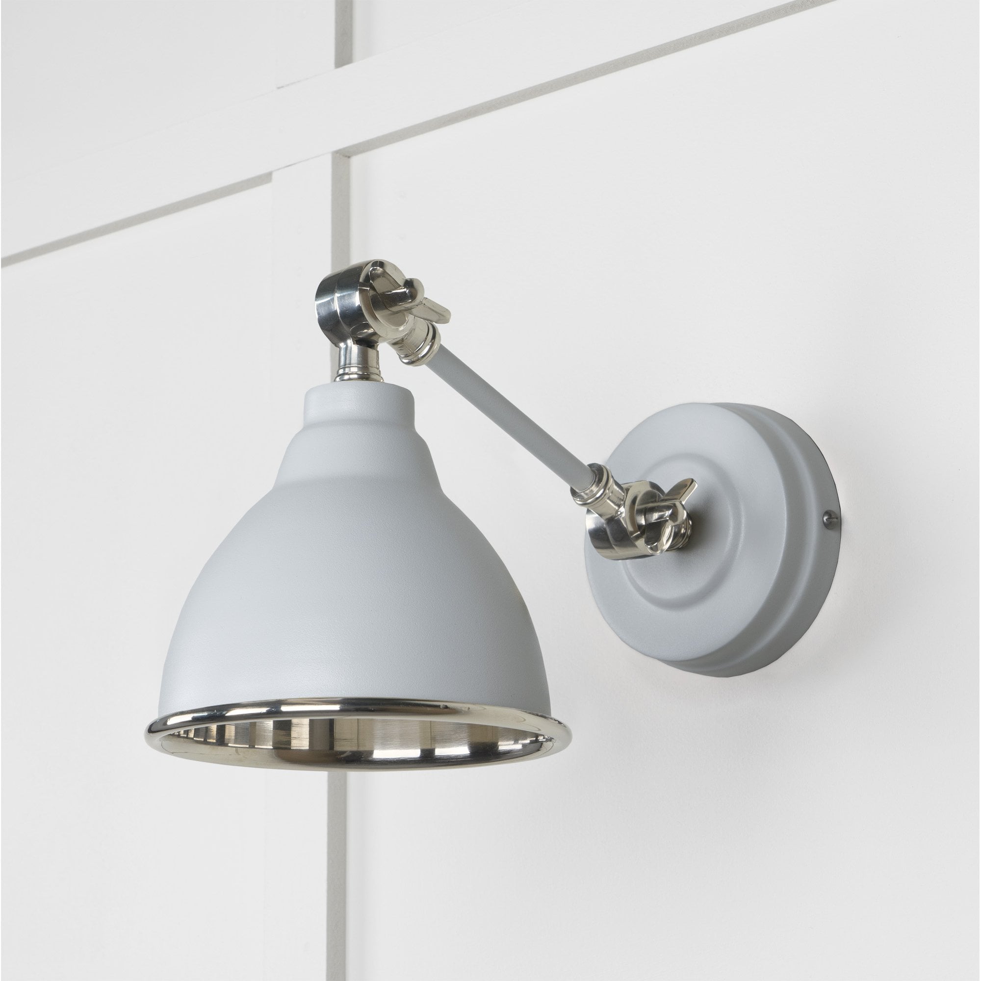 From The Anvil Smooth Nickel Brindley Wall Light - Birch (Pale Grey)