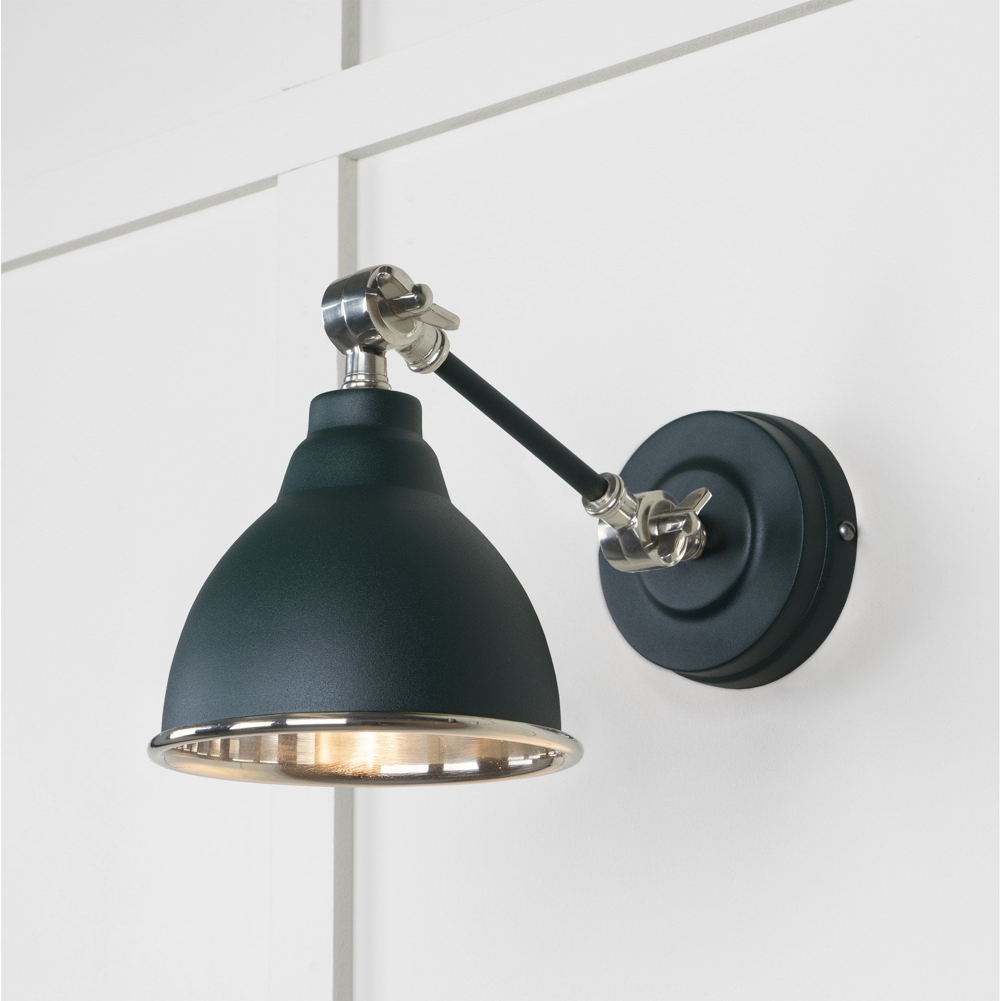From The Anvil Smooth Nickel Brindley Wall Light - Dingle (Rich Green)