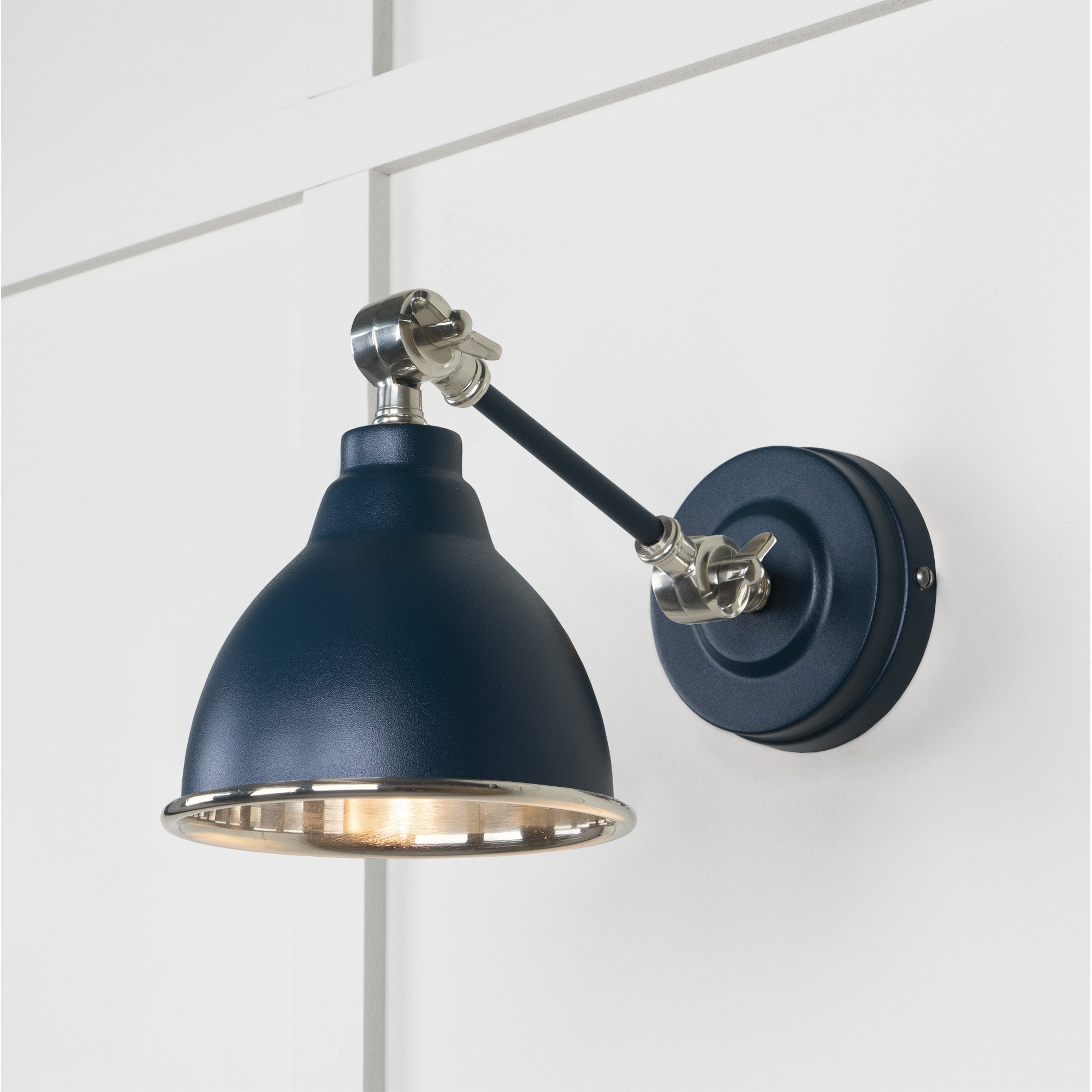From The Anvil Smooth Nickel Brindley Wall Light - Dusk (Dark Blue/Grey)