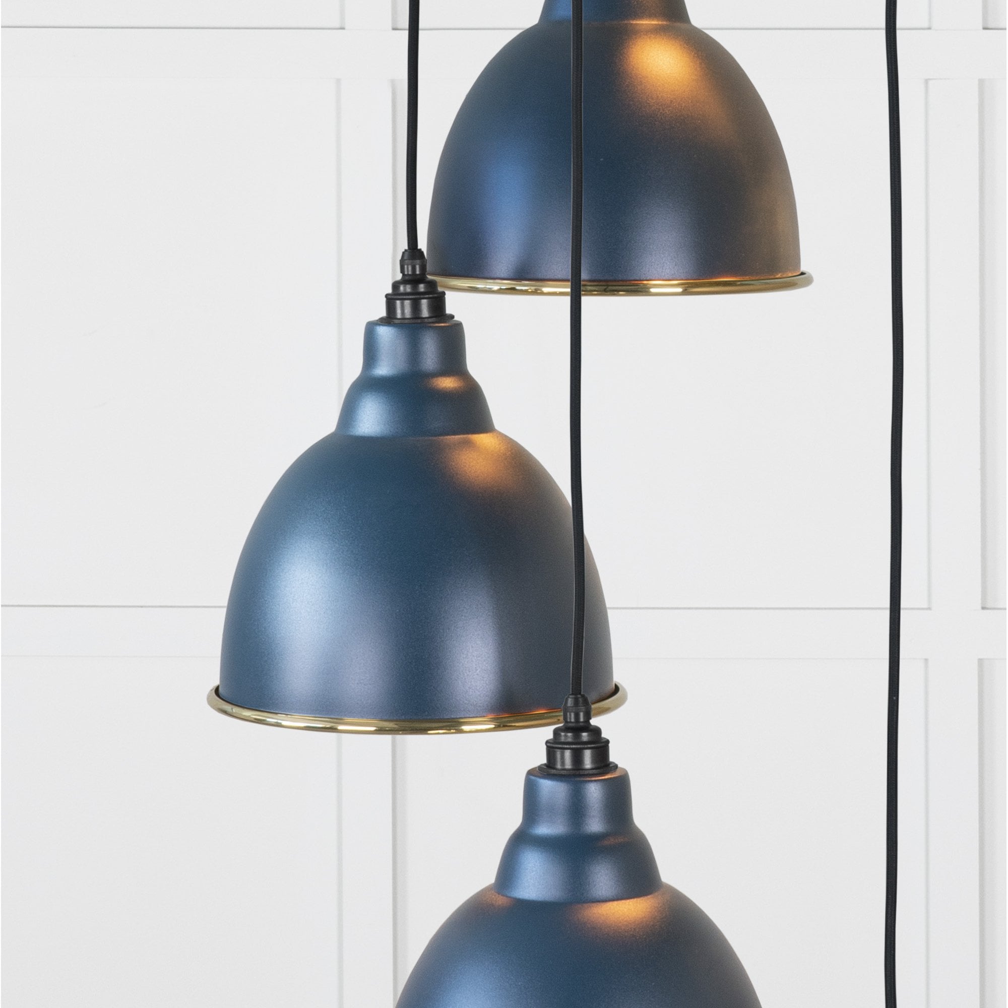 From The Anvil Smooth Brass Brindley Cluster Pendant - Dusk (Dark Blue/Grey)