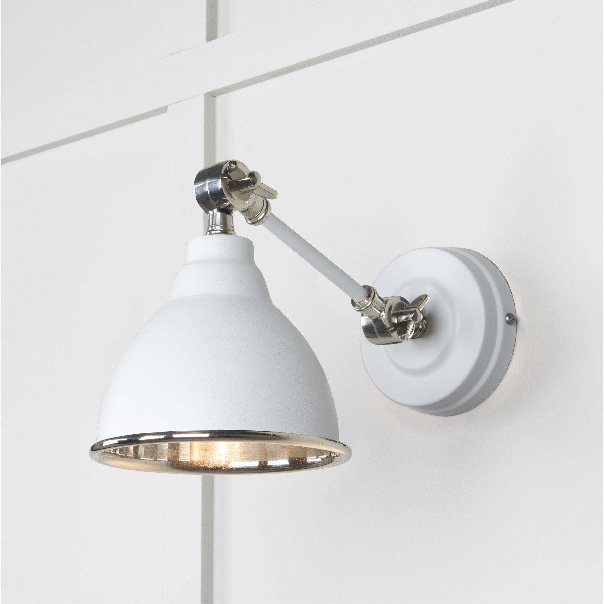 From The Anvil Smooth Nickel Brindley Wall Light - Flock (Matt White)
