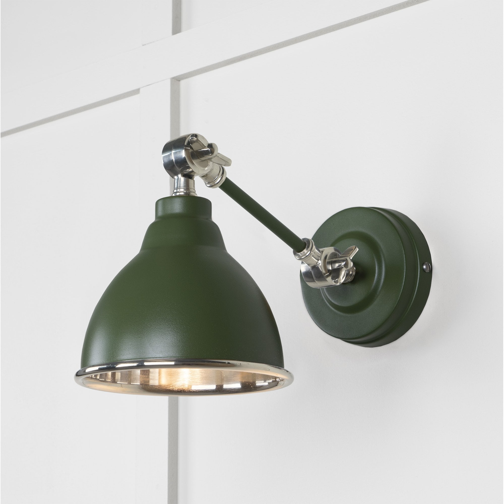 From The Anvil Smooth Nickel Brindley Wall Light - Heath (Earthy Green)