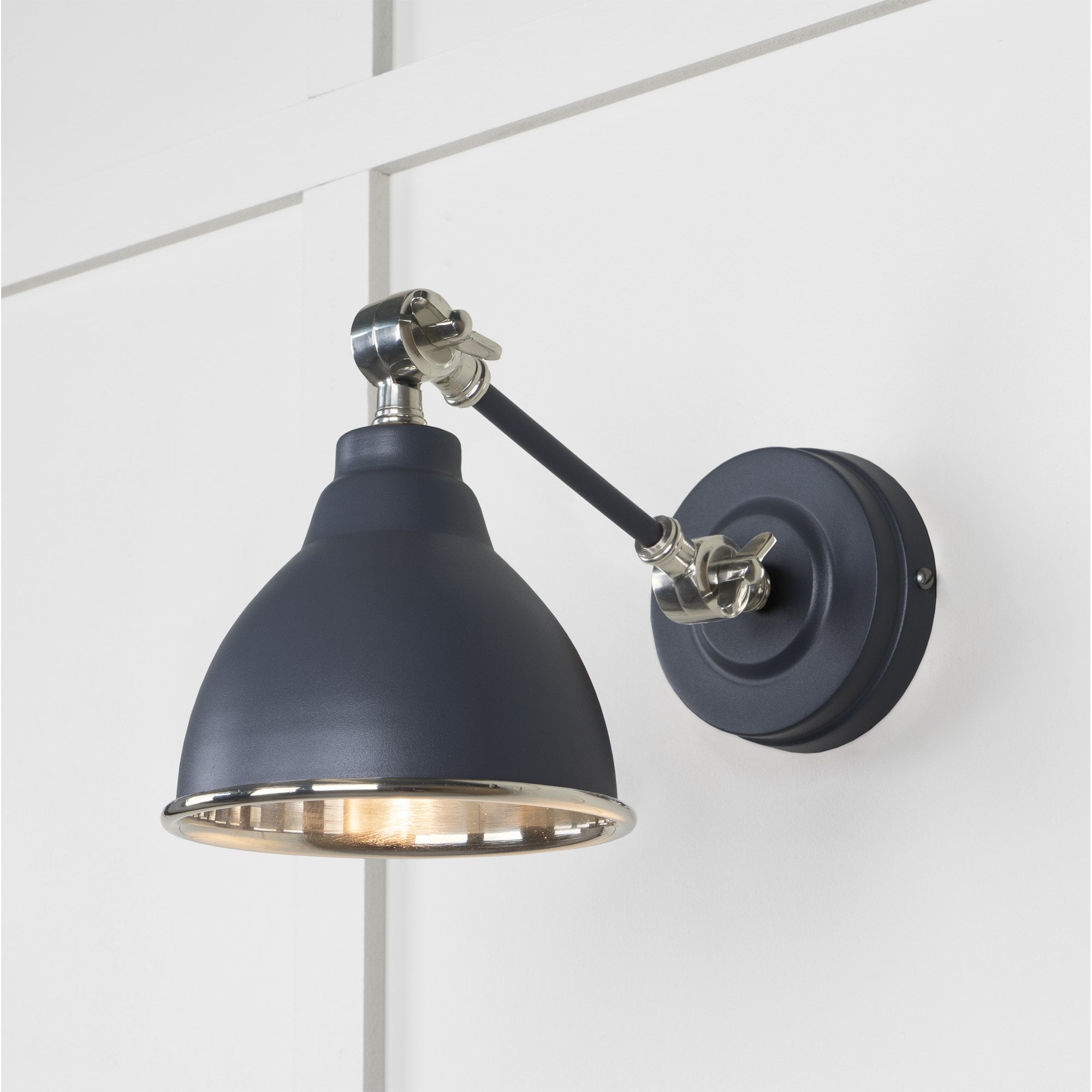 From The Anvil Smooth Nickel Brindley Wall Light - Slate (Mid Grey)