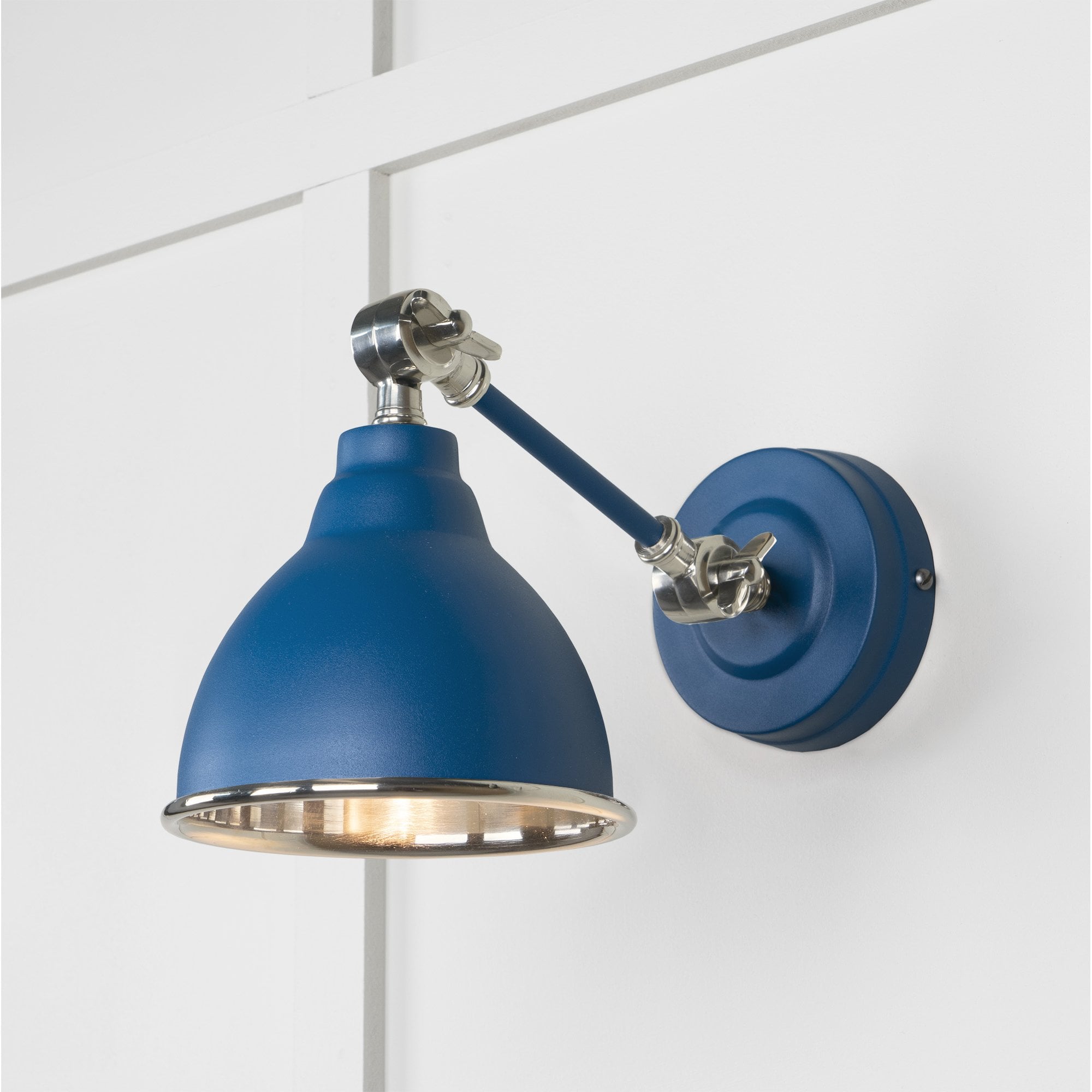 From The Anvil Smooth Nickel Brindley Wall Light - Upstream (Blue)
