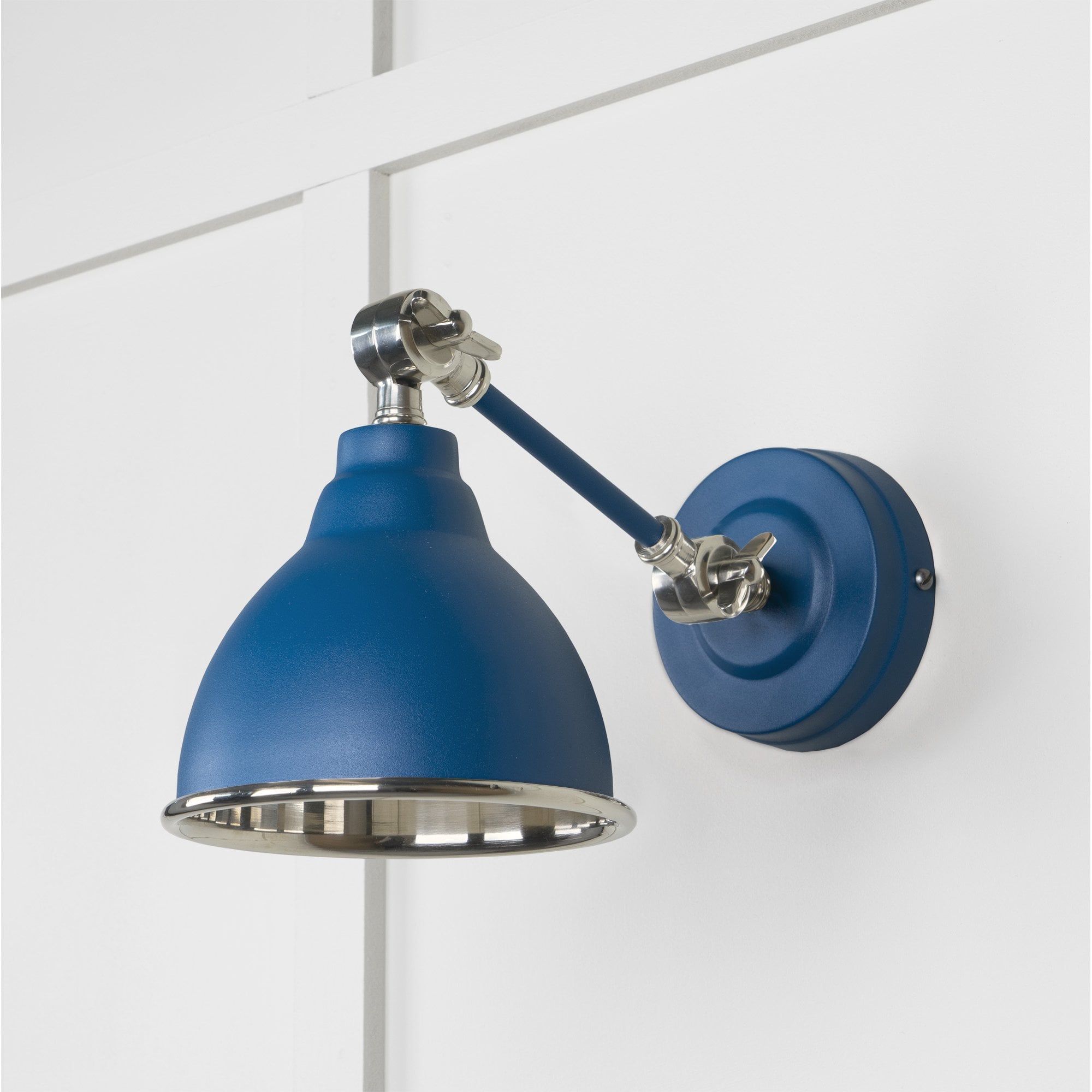 From The Anvil Smooth Nickel Brindley Wall Light - Upstream (Blue)