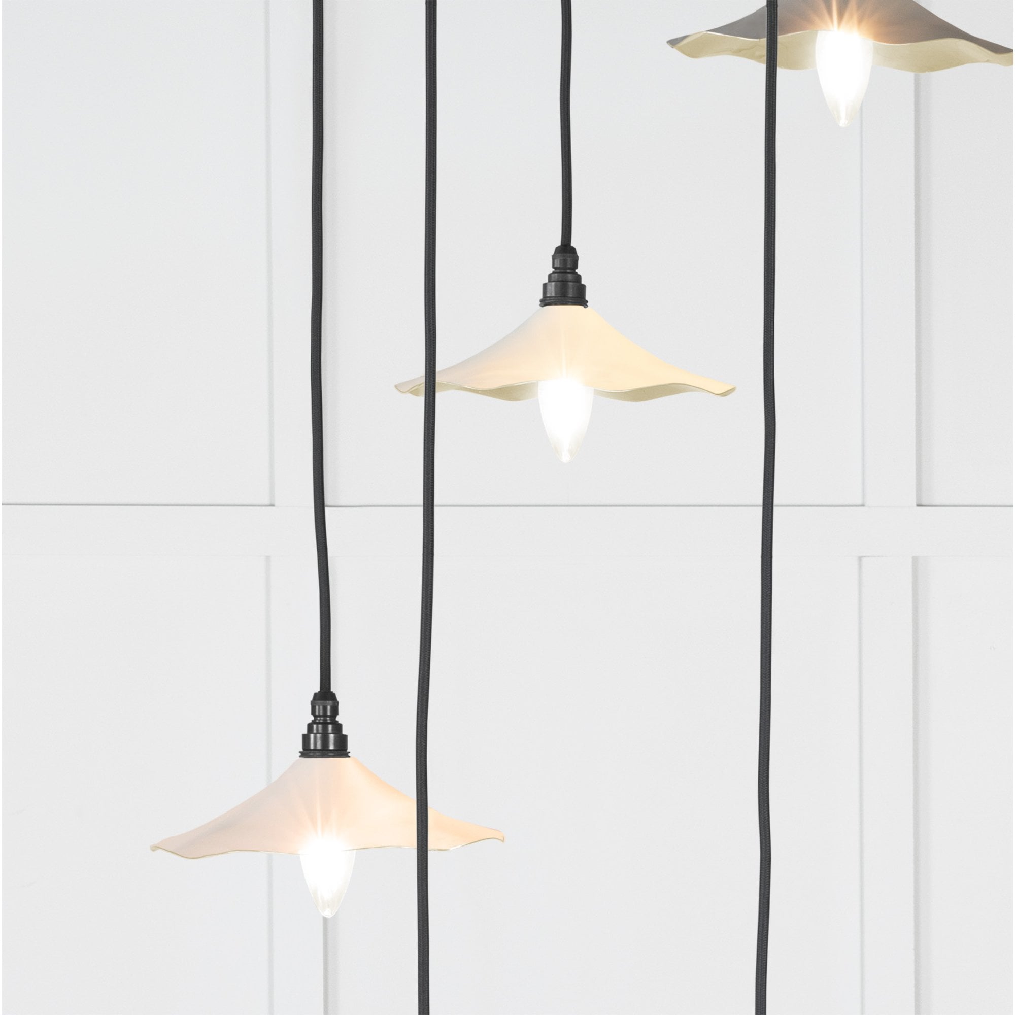 From The Anvil Smooth Brass Flora Cluster Pendant - Teasel (Off White/Cream)