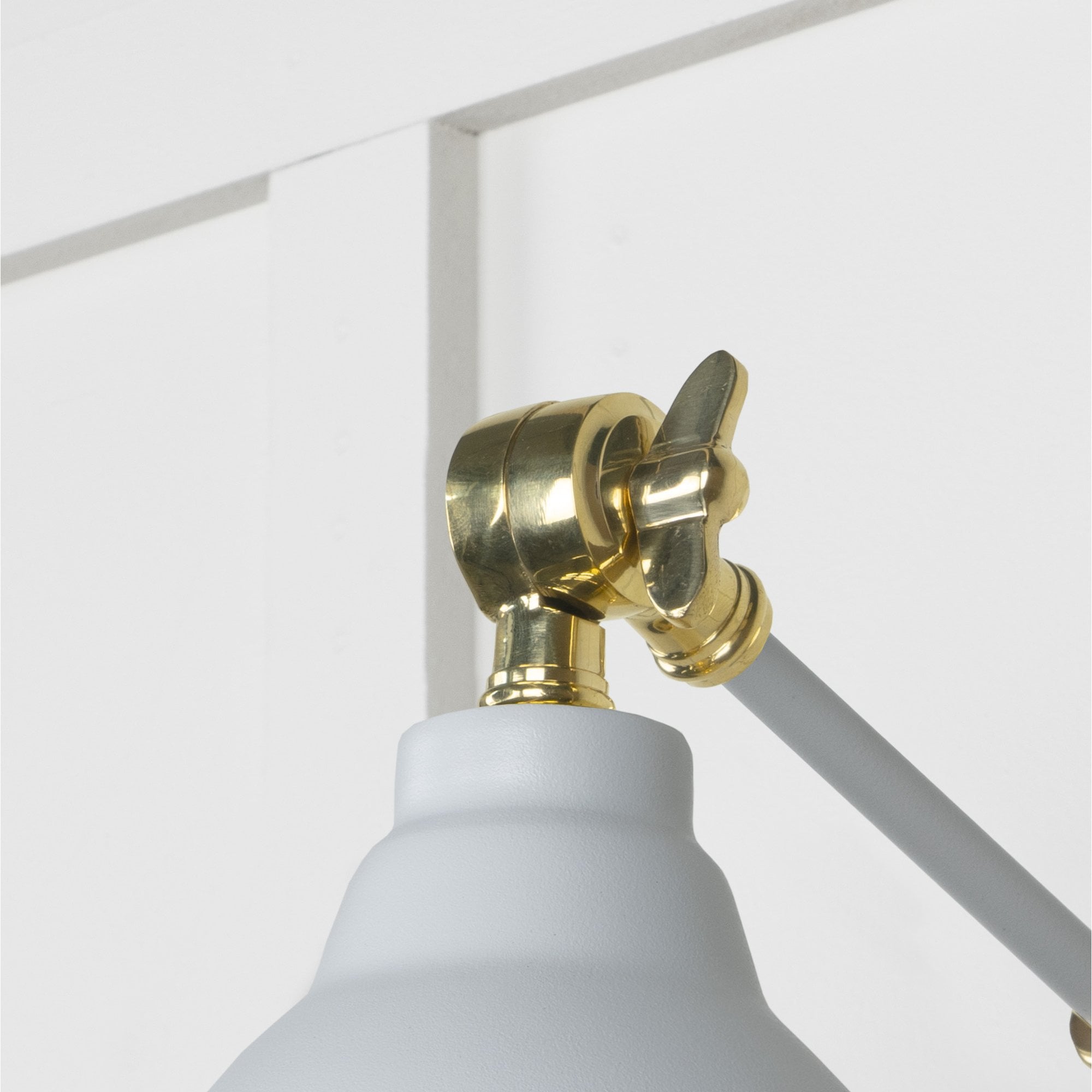 From The Anvil Smooth Brass Brindley Wall Light - Birch (Pale Grey)