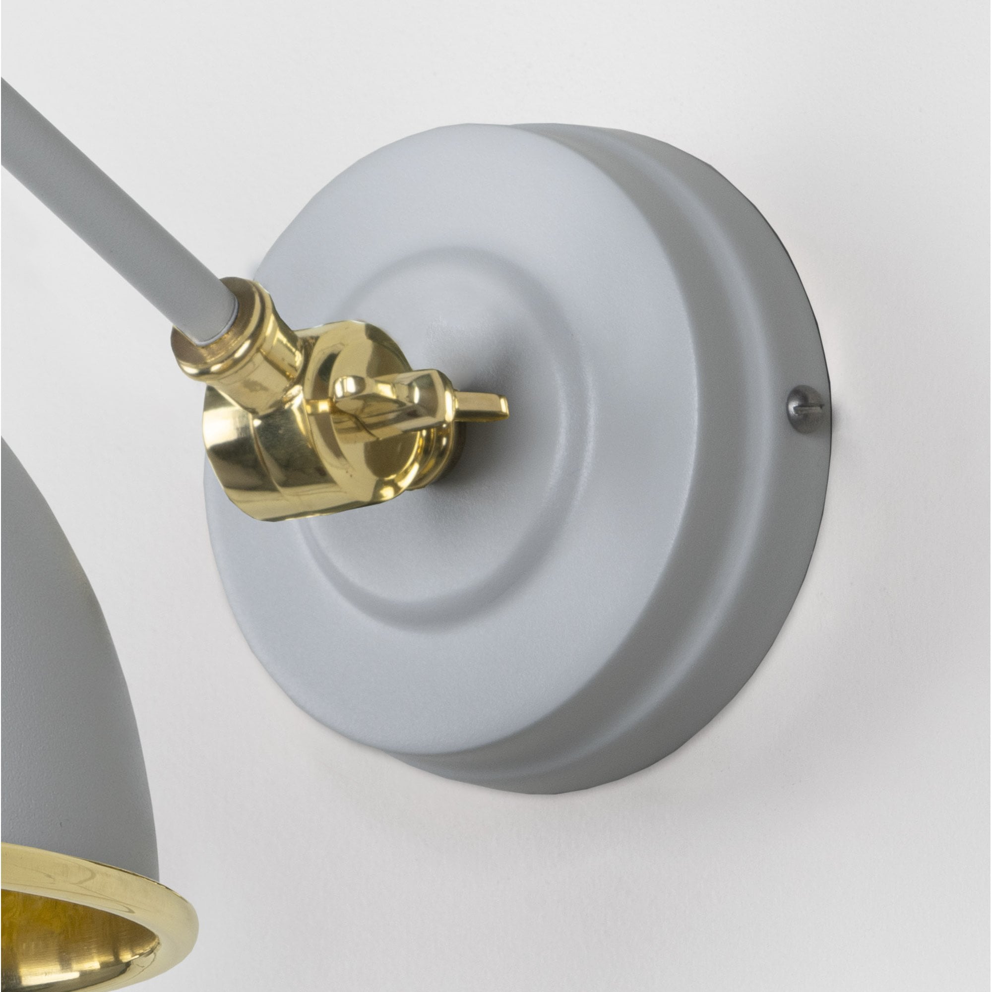From The Anvil Smooth Brass Brindley Wall Light - Birch (Pale Grey)