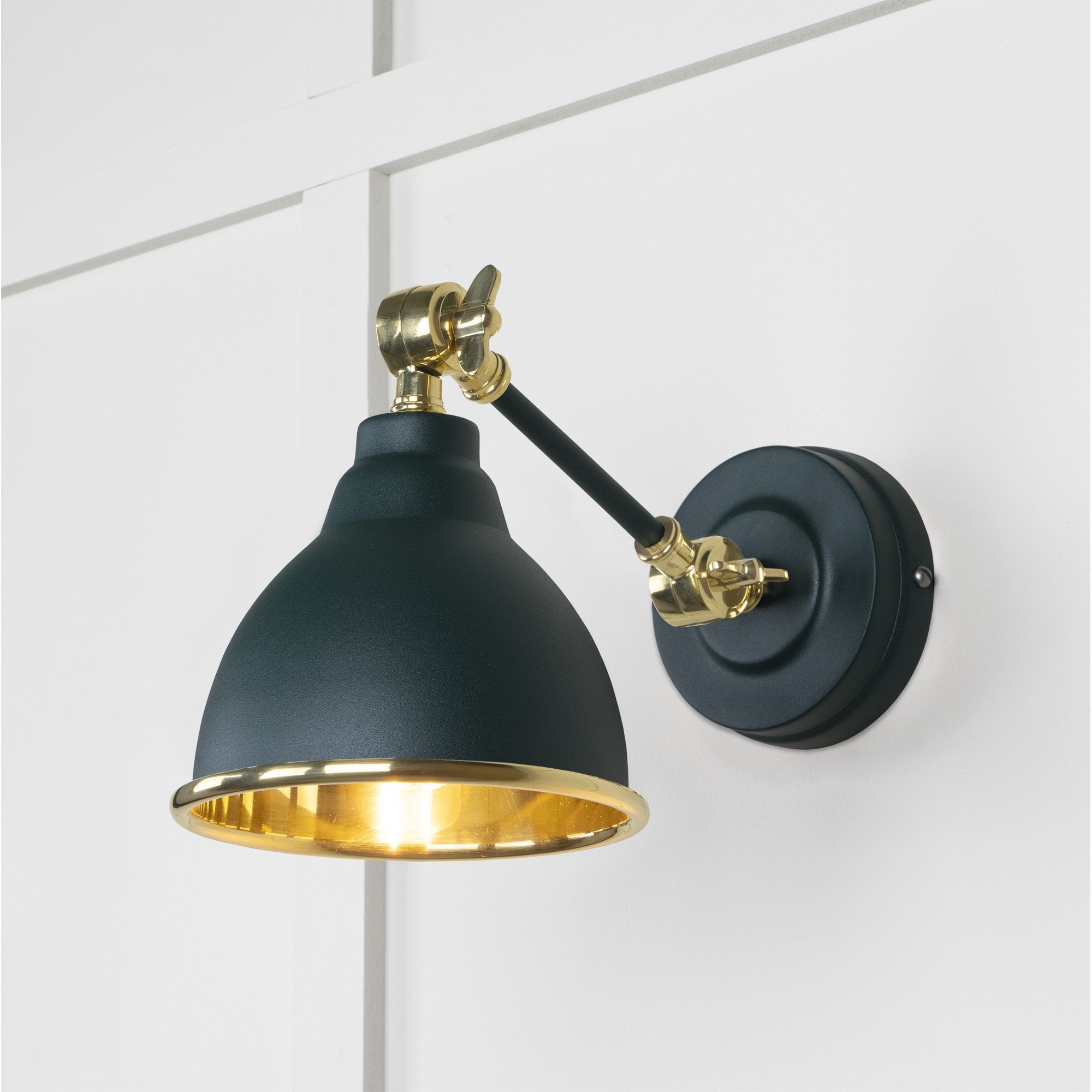 From The Anvil Smooth Brass Brindley Wall Light - Dingle (Rich Green)