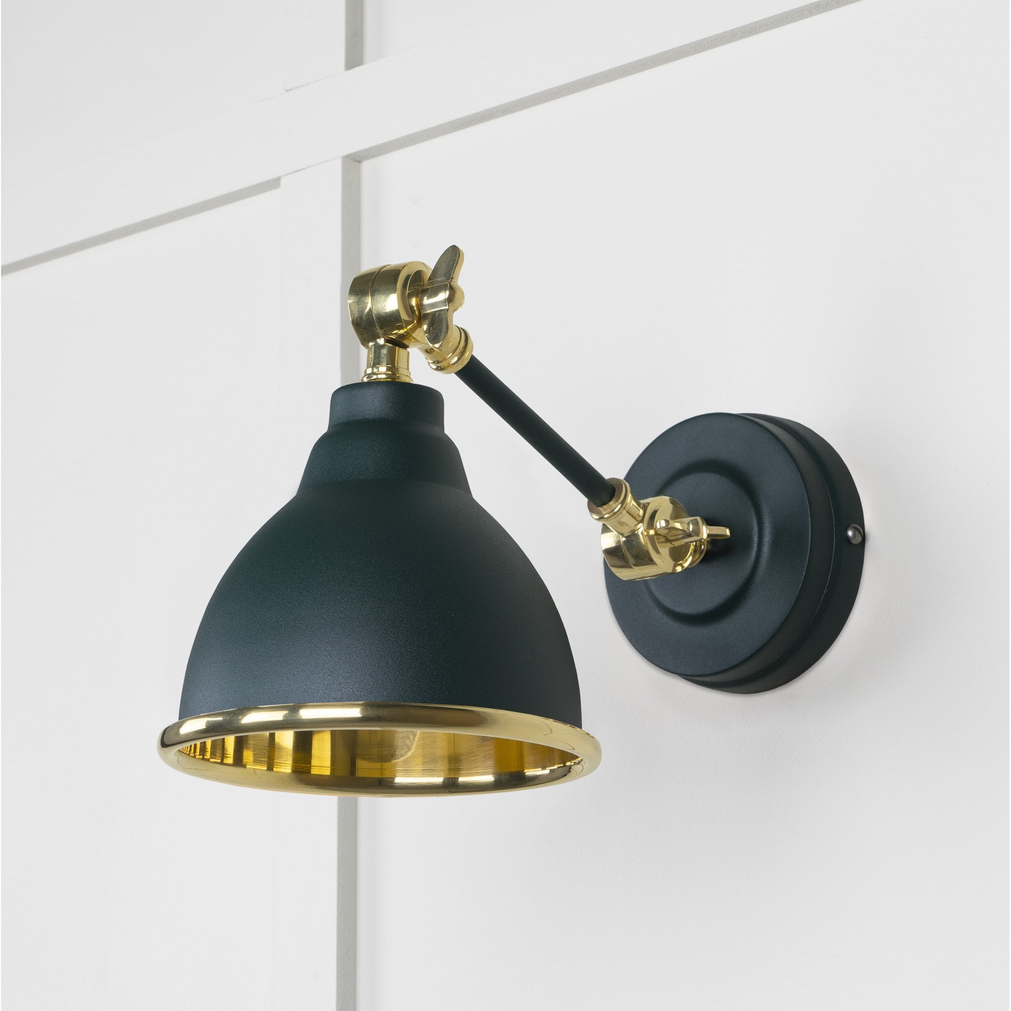 From The Anvil Smooth Brass Brindley Wall Light - Dingle (Rich Green)