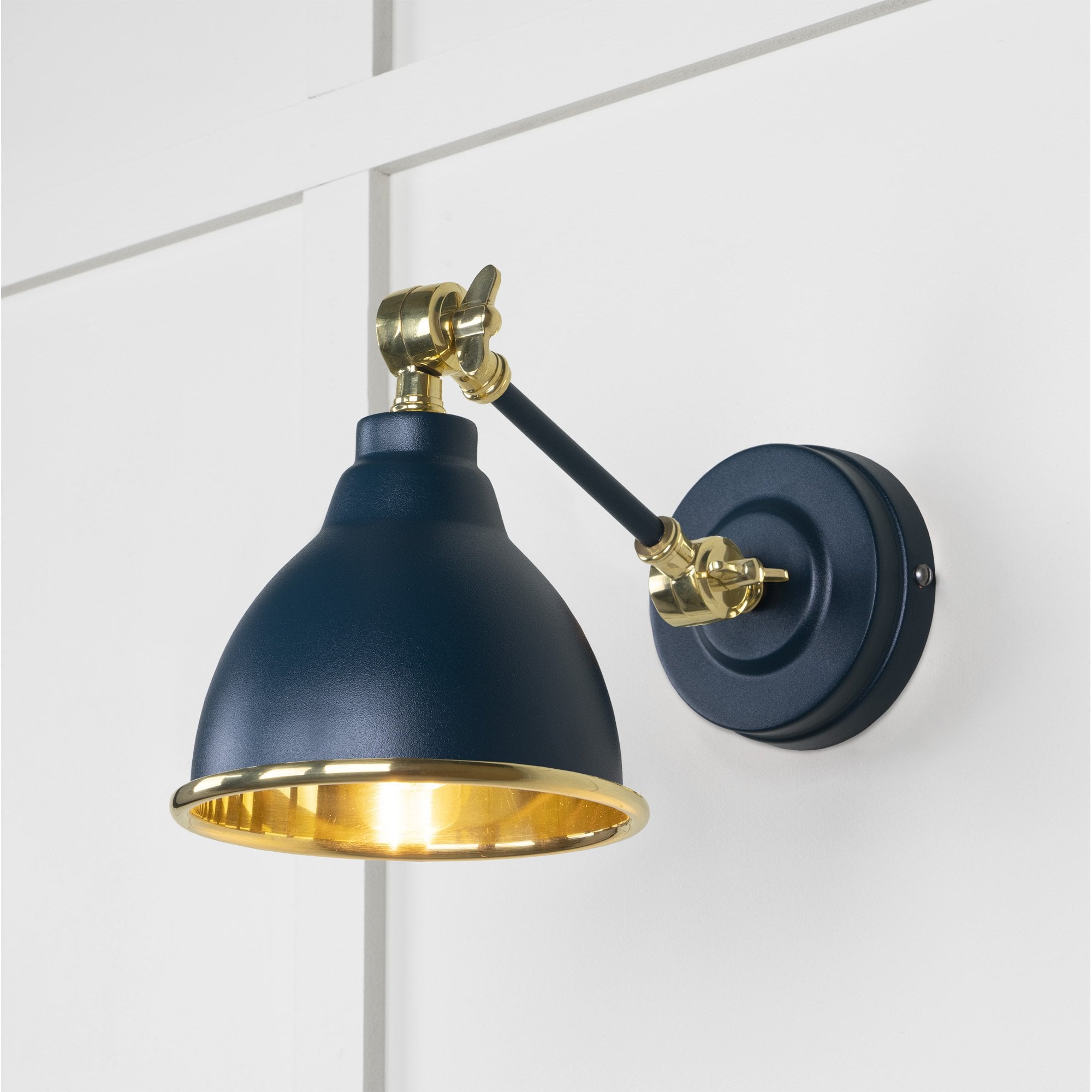 From The Anvil Smooth Brass Brindley Wall Light - Dusk (Dark Blue/Grey)