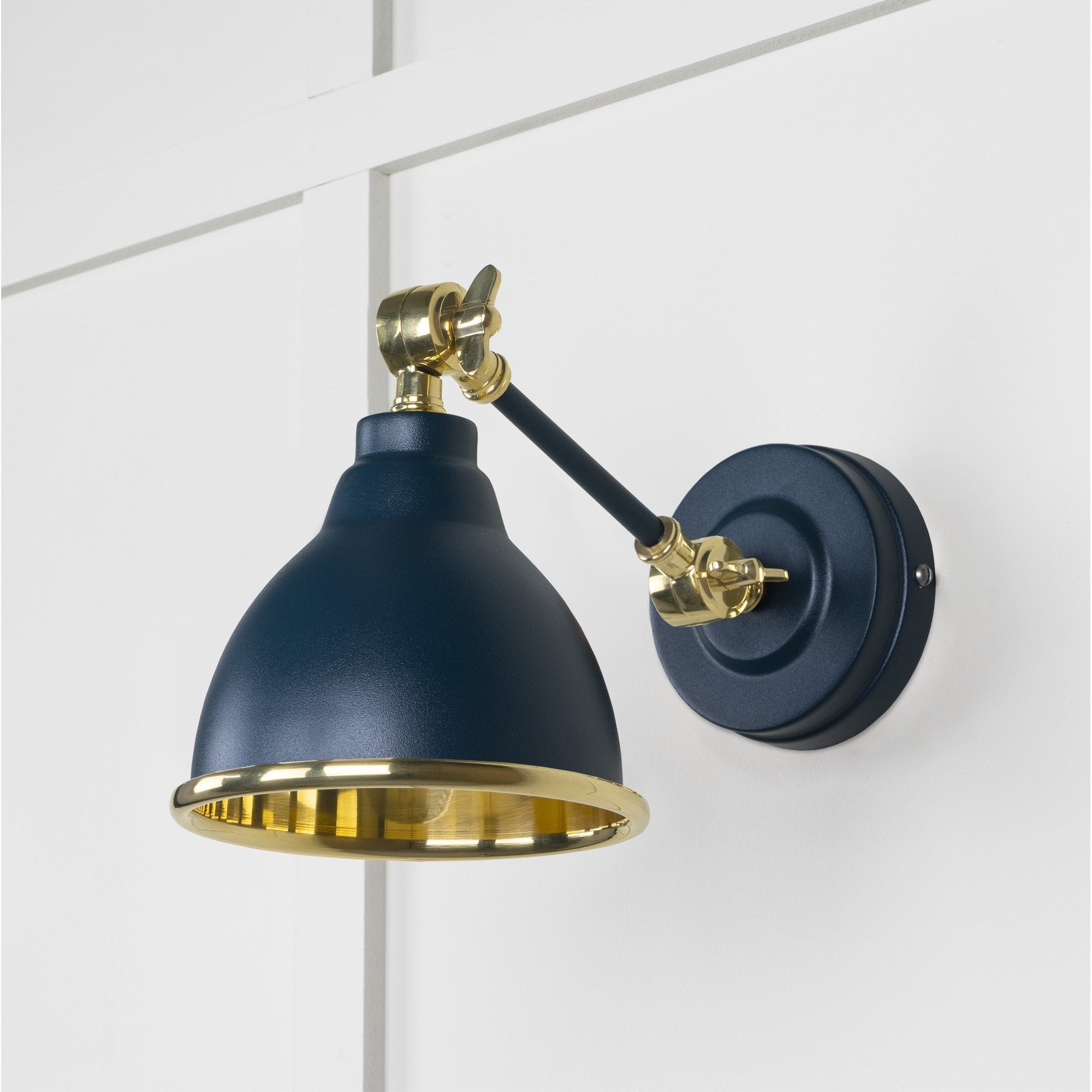 From The Anvil Smooth Brass Brindley Wall Light - Dusk (Dark Blue/Grey)