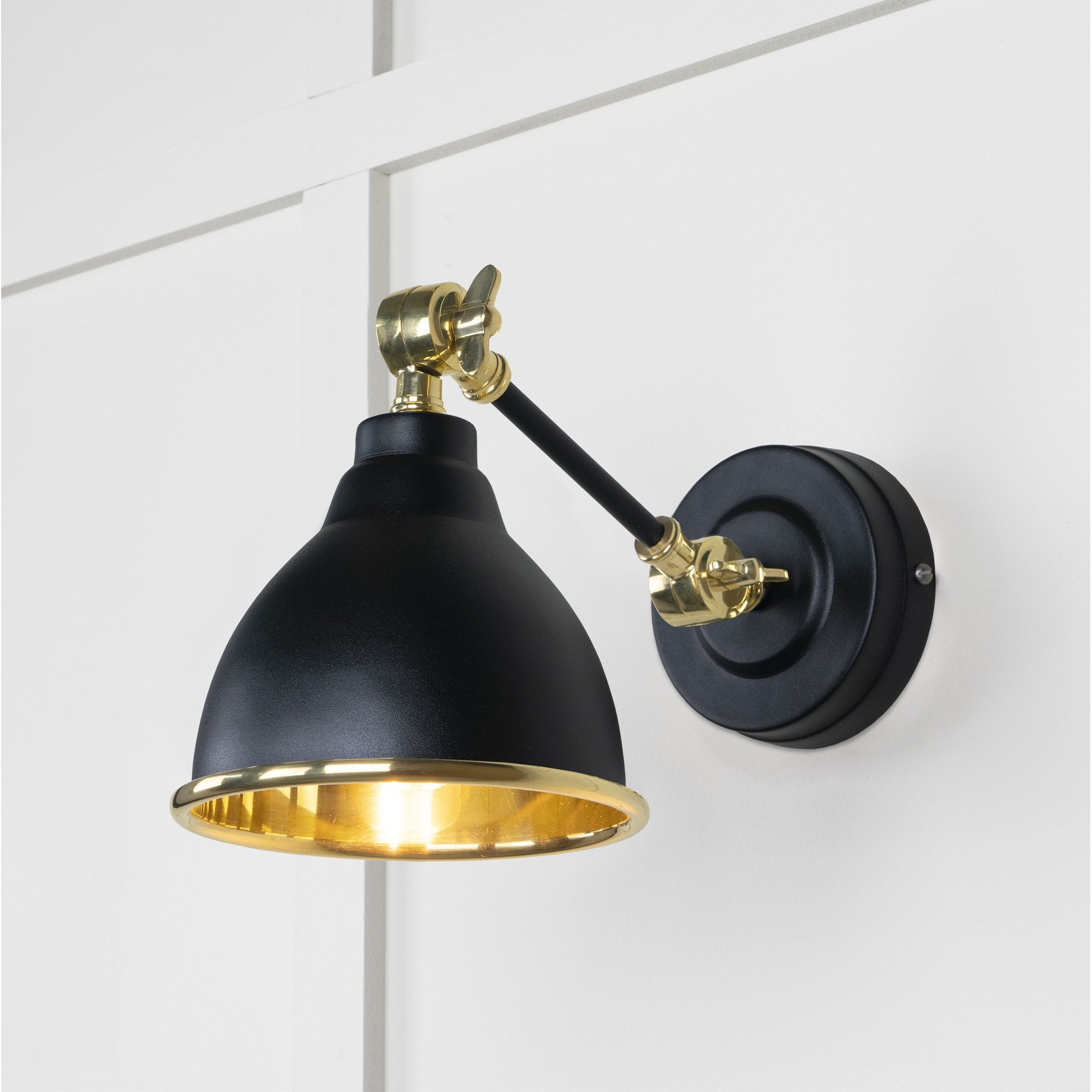 From The Anvil Smooth Brass Brindley Wall Light - Elan Black