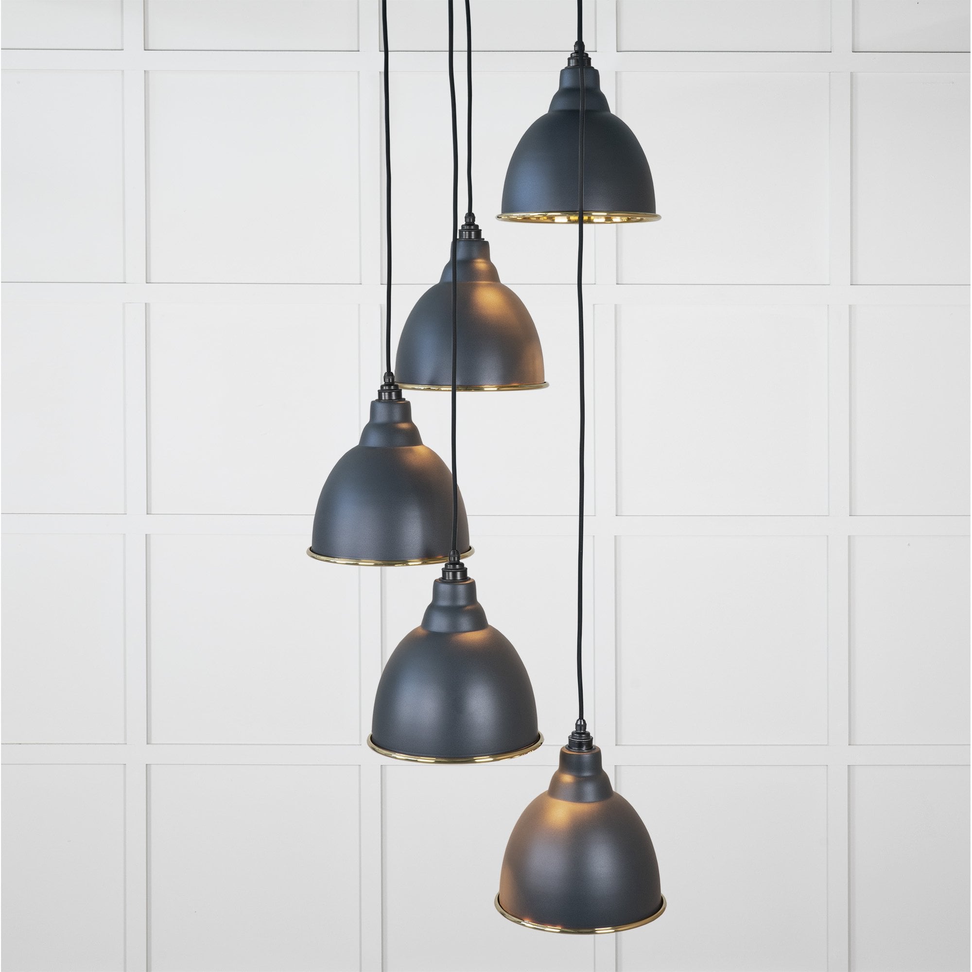 From The Anvil Hammered Brass Brindley Cluster Pendant - Soot (Dark Grey)