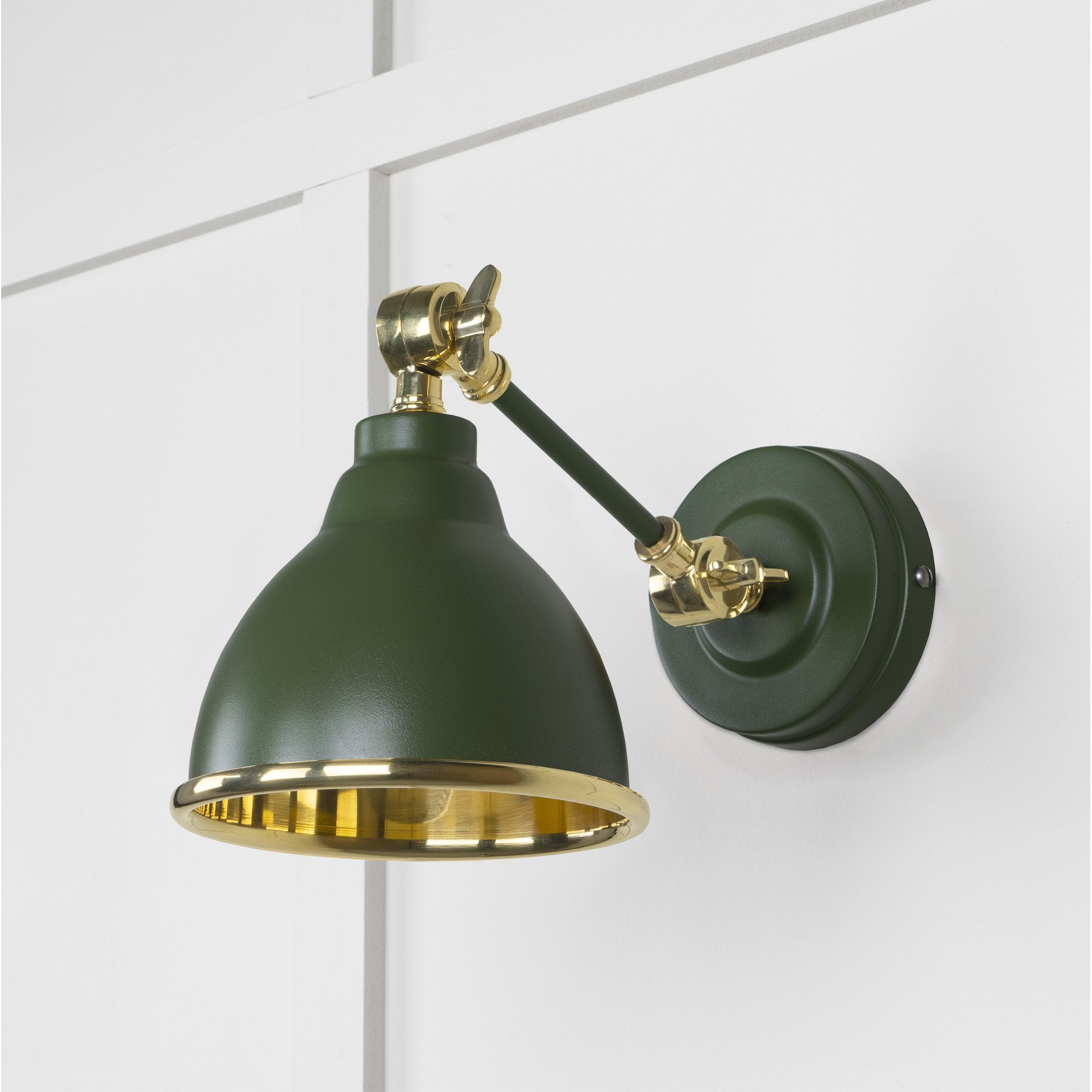 From The Anvil Smooth Brass Brindley Wall Light - Heath (Earthy Green)