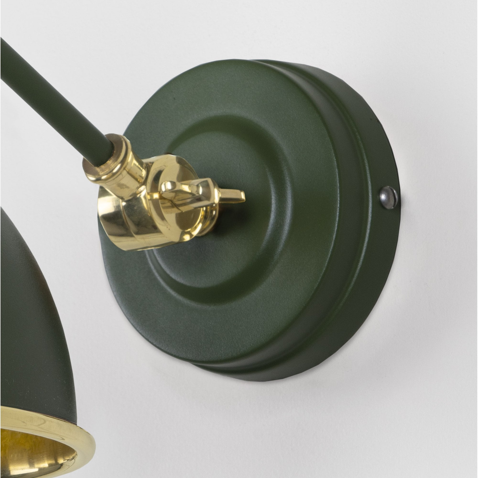 From The Anvil Smooth Brass Brindley Wall Light - Heath (Earthy Green)