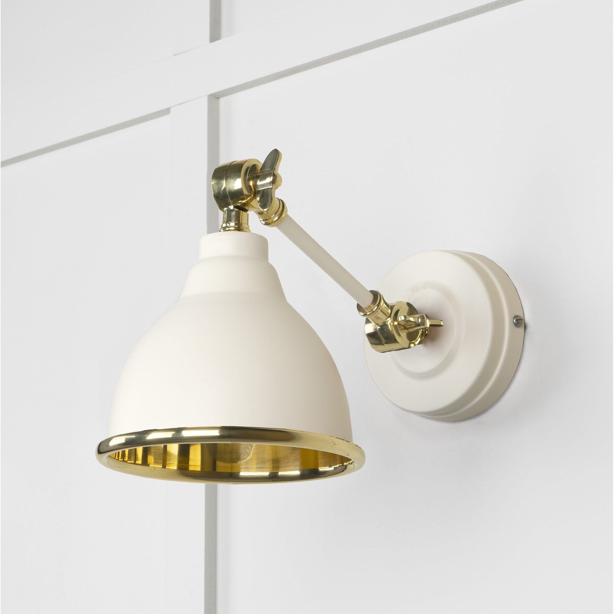 From The Anvil Smooth Brass Brindley Wall Light - Teasel (Off White/Cream)